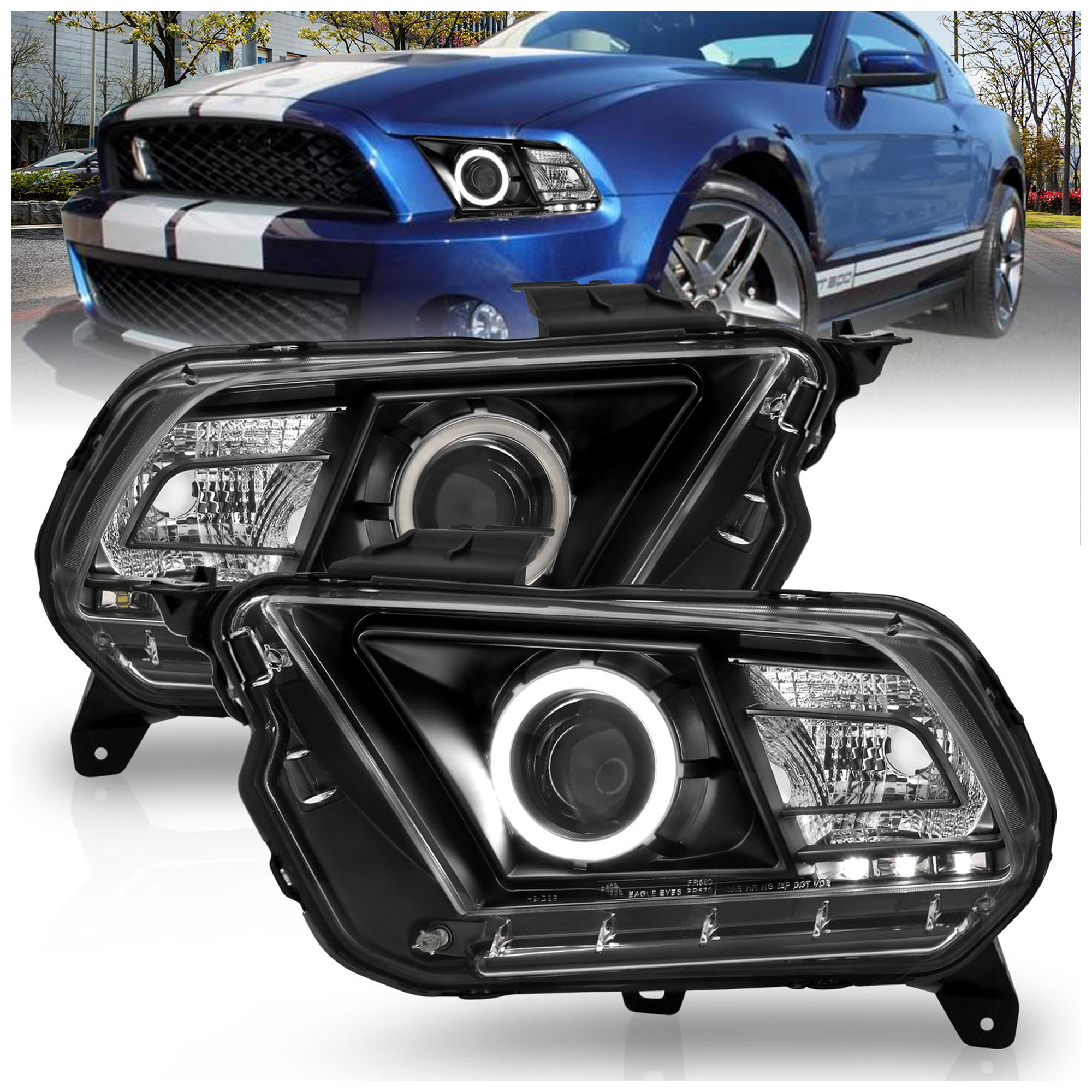 AM HEADLIGHTS|PROJECTOR HALO BLACK CLEAR CCFL SKU A1R121323 Partslink FO2503276 FO2502276 FO2502281 FO2503281 OEM AR3Z13008A AR3Z13008B AR3Z1300