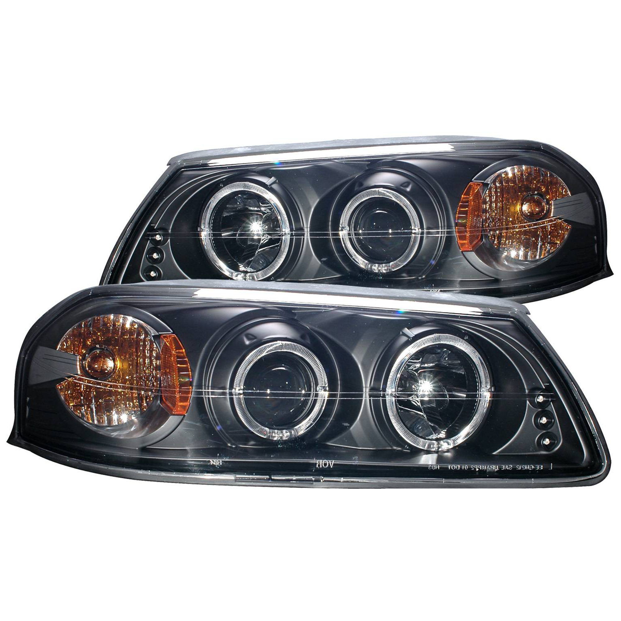 AM IMPALA 00-05 HEAD LAMP RH AND LH Projector Type w Halo and LED Black SKU A1R121339 Partslink GM2502201 GM2503201 OEM 15942839-25958360