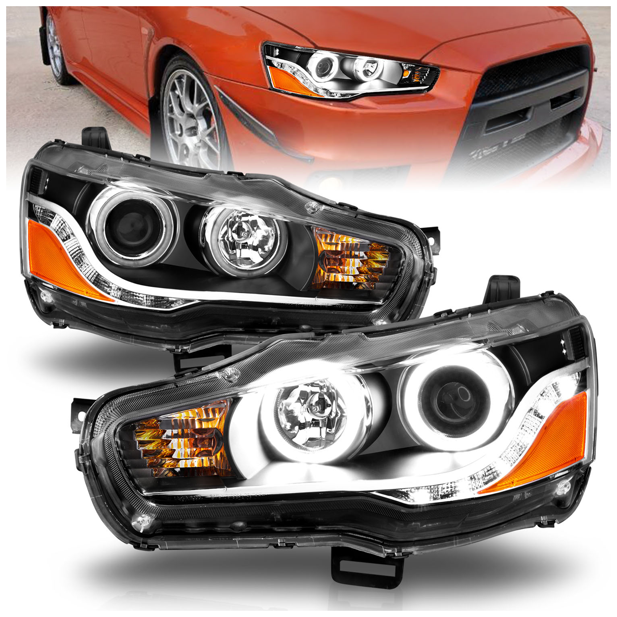 AM HEADLIGHTS|PROJECTOR HALO BLACK CLEAR CCFL SKU A1R121428 Partslink MI2503139 MI2502139 MI2502158 MI2503158 OEM 8301C363-8301C364-8301B076-830