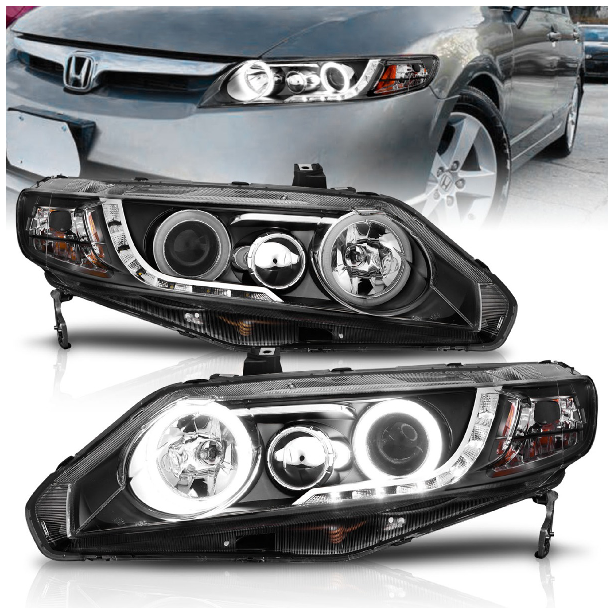 AM HEADLIGHTS|PROJECTOR HALO BLACK CLEAR CCFL SKU A1R121454 Partslink HO2502127 HO2503127 OEM HO2502127-33101SNCA01
