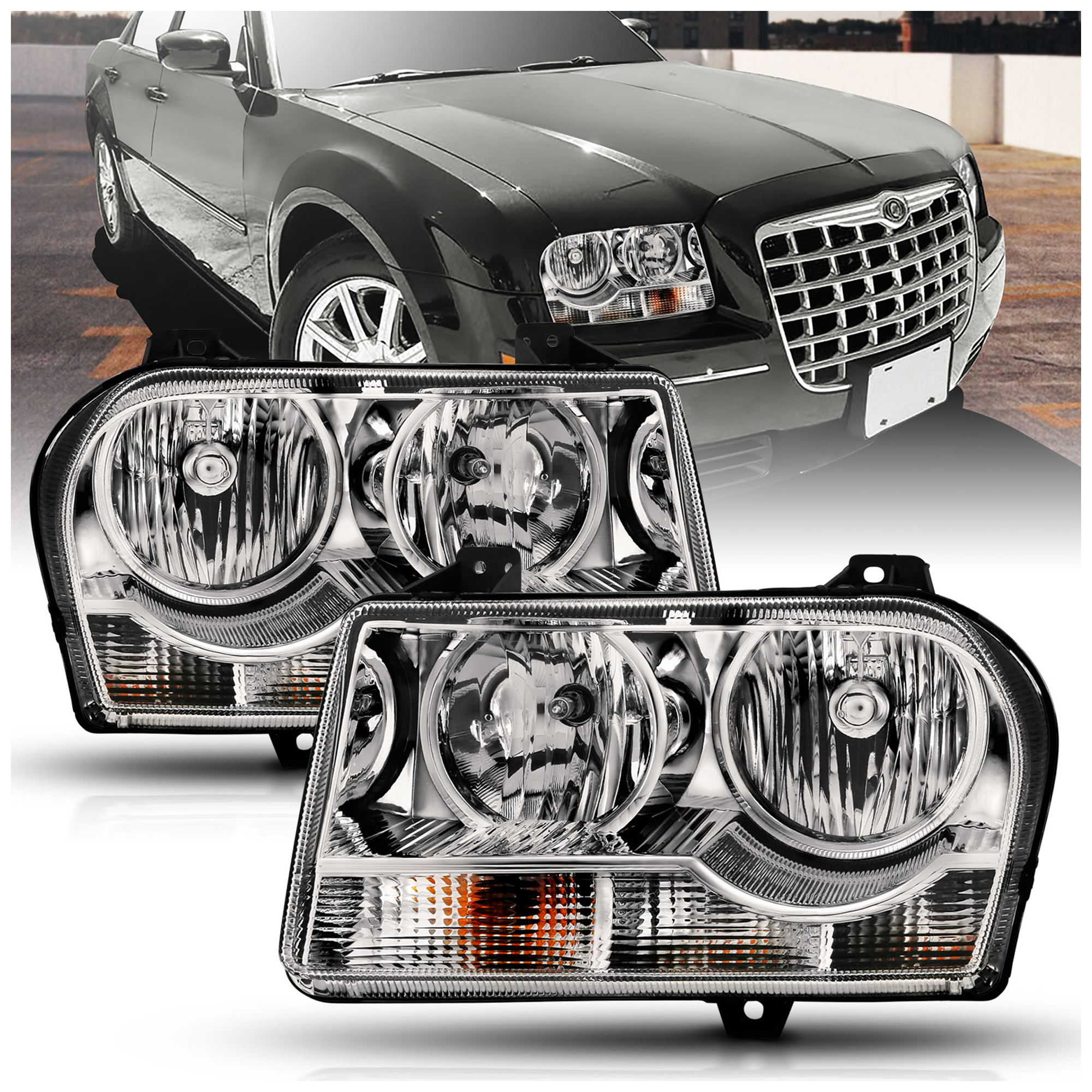 AM Crystal Headlights SKU A1R121529 Partslink CH2519111 CH2518111 CH2503202 CH2502202 OEM 4805757AD 4805756AD 4805757AF
