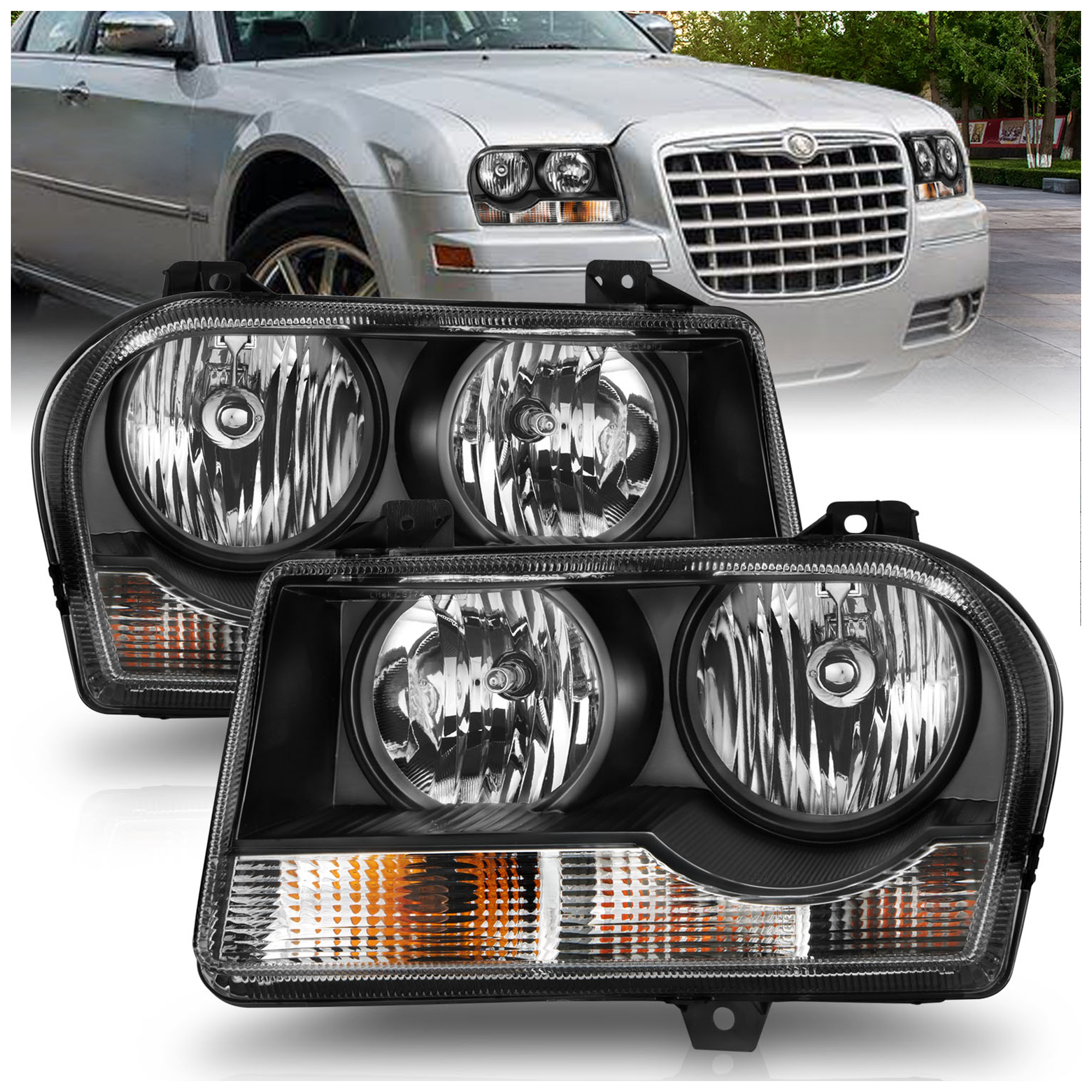 AM Crystal Headlights SKU A1R121544 Partslink CH2519111 CH2518111 CH2503202 CH2502202 OEM 4805757AD 4805756AD 4805757AF