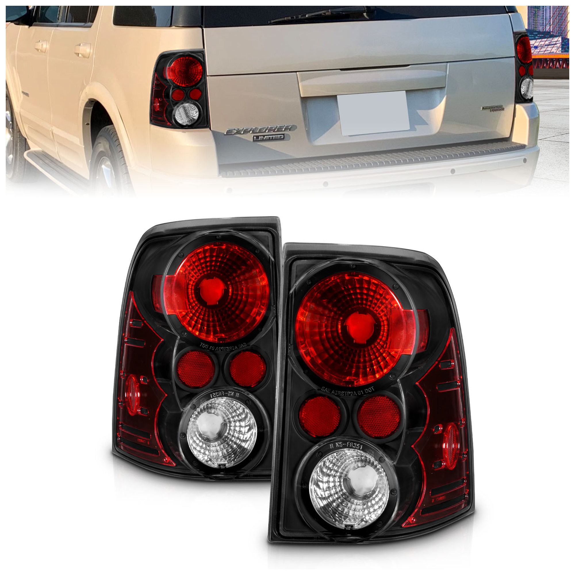 AM TAIL LIGHTS|BLACK SKU A1R211081 Partslink FO2800159 FO2801159 OEM 1L2Z13405AA 1L2Z13404AA