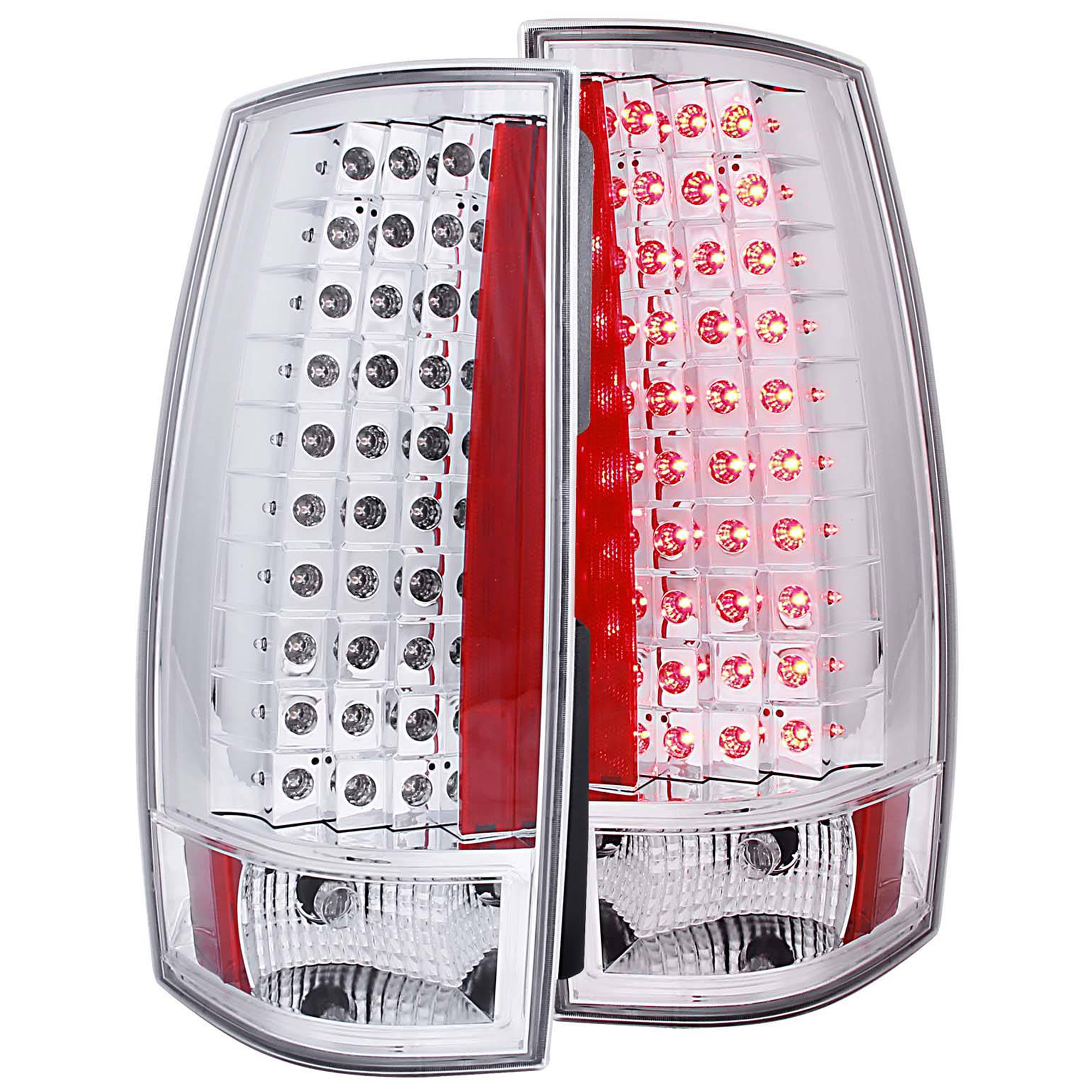 AM LED TAIL LIGHTS|G4 LED CHROME ESCALADE LOOK SKU A1R311141 Partslink GM2801196 GM2800196 GM2801204 GM2800204 OEM 25862701-25862702