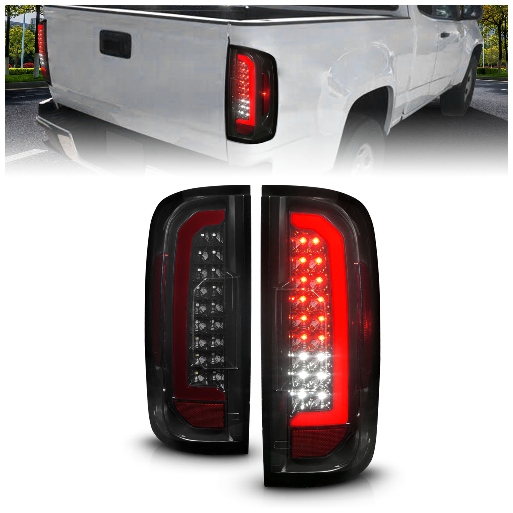 AM 2015-2021 GMC CANYON LED Tail Lights SKU A1R311435 Partslink GM2800273 GM2801273 OEM 84916709-84916710