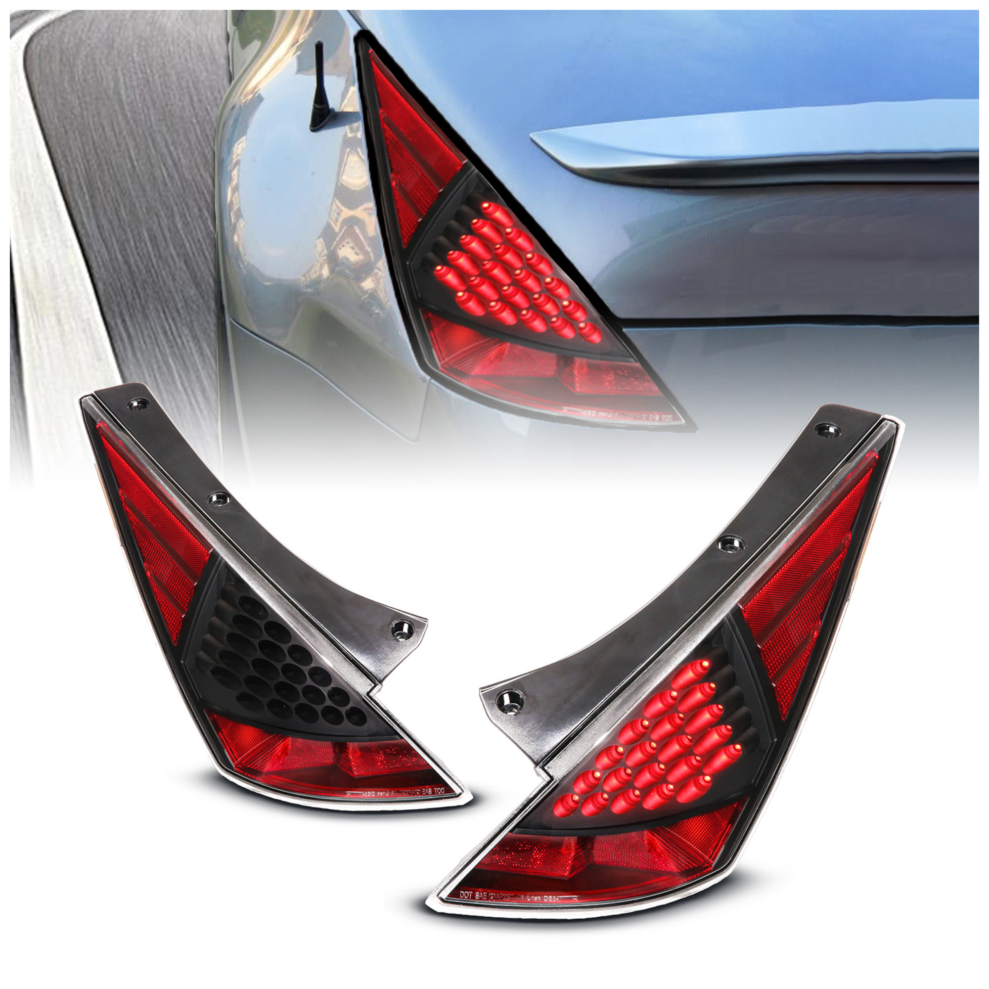 AM LED TAIL LIGHTS|LED BLACK SKU A1R321099 Partslink NI2801163 NI2800163 OEM 26555CD025-26550CD025