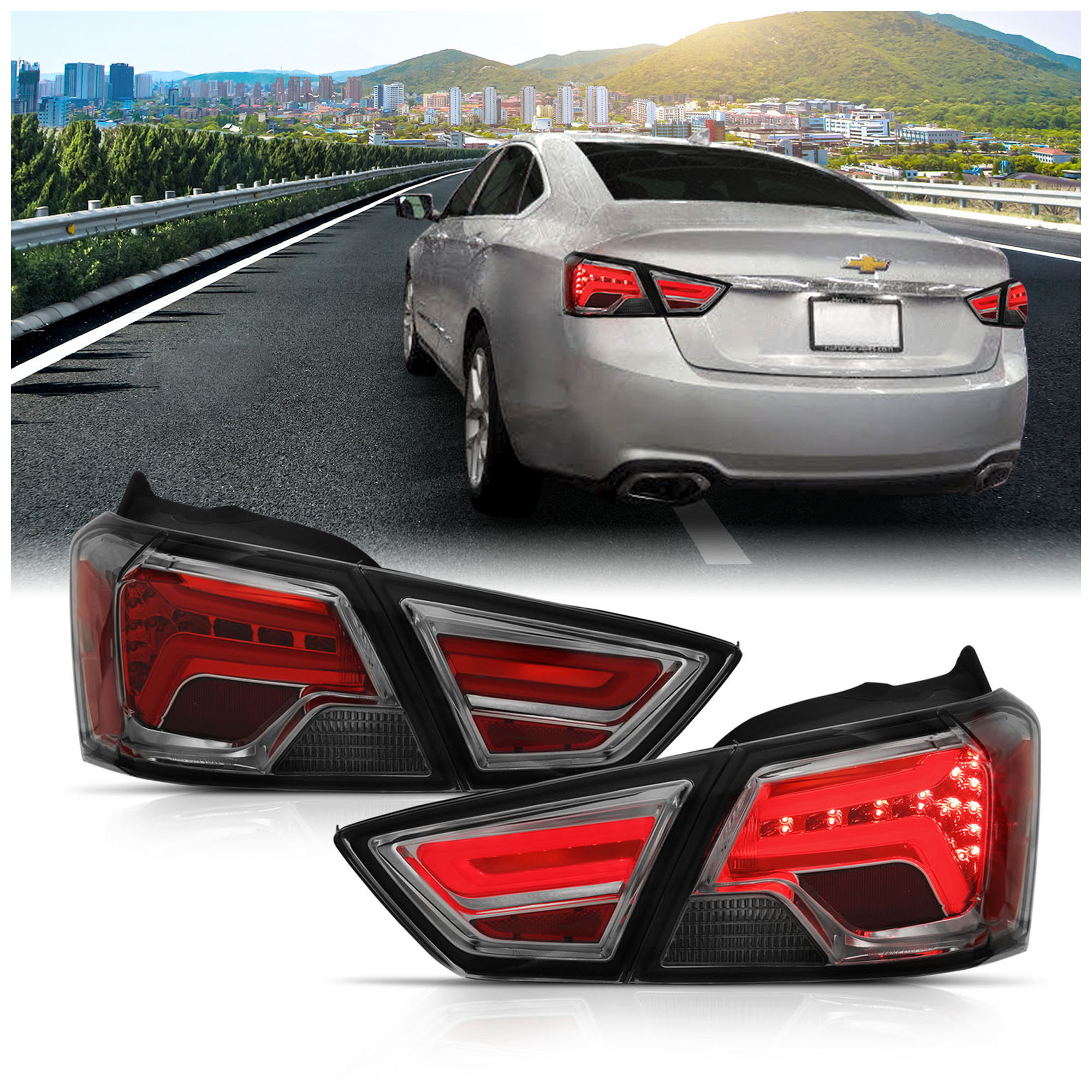 AM LED Taillights SKU A1R321345 Partslink GM2804115 GM2805116 OEM 23148680-23148682