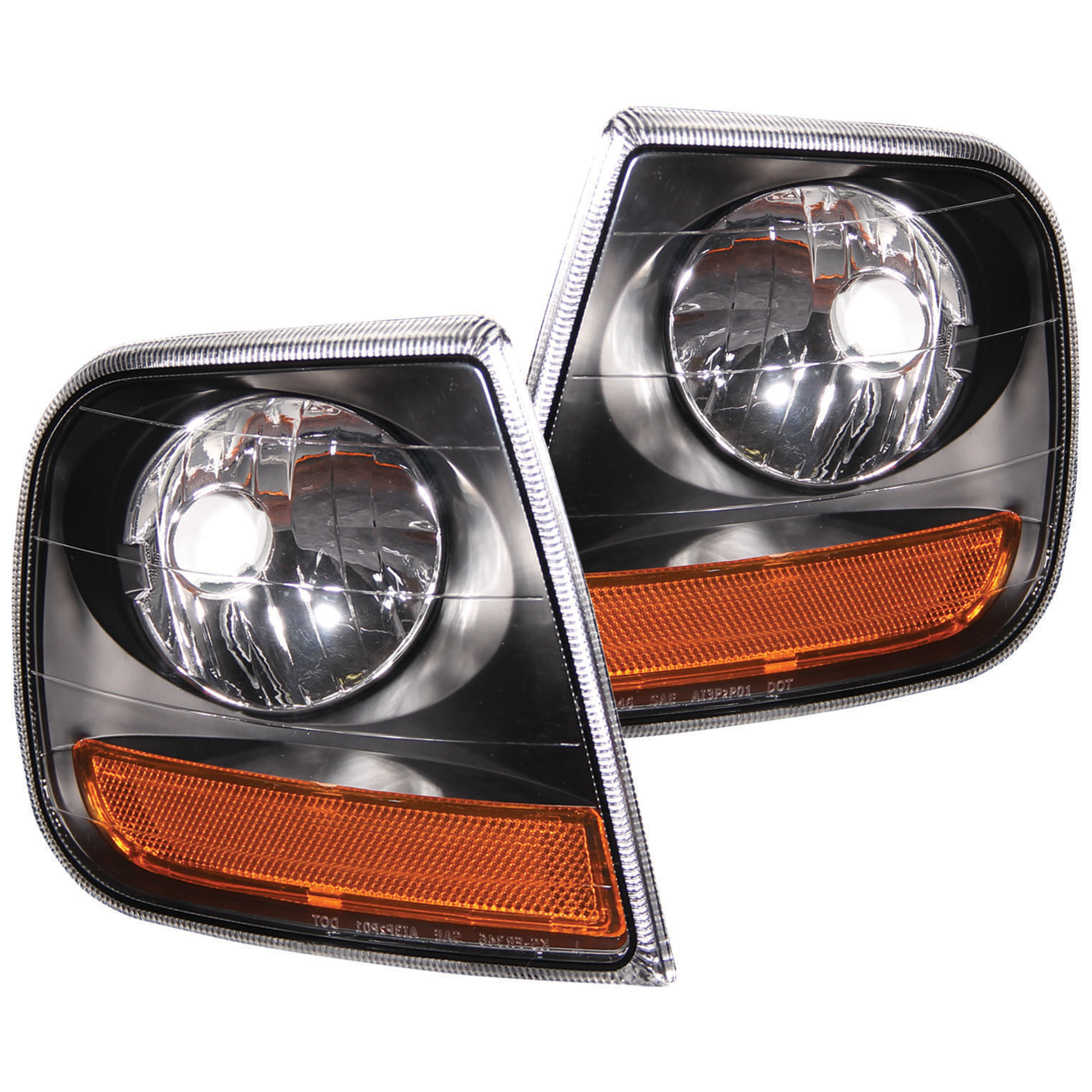 AM CORNER LIGHTS|BLACK HARLEY DAVIDSON STYLE SKU A1R521040 Partslink FO2520170 FO2521170 OEM 1L3Z 13201BA 1L3Z 13200BA