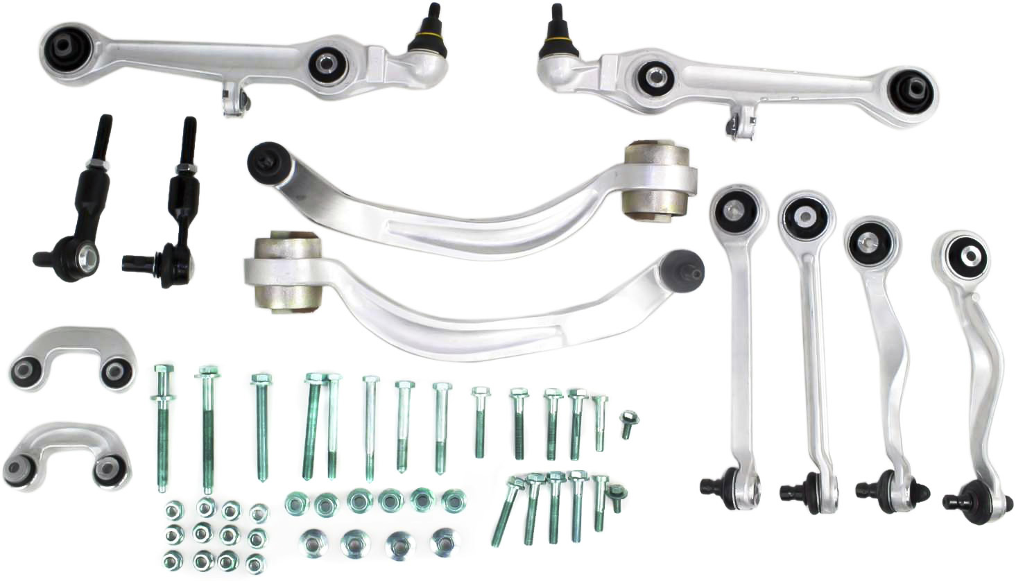 AM A4-96-01 A6-98-02 FRONT CONTROL ARM RH AND LH with Connecting Rods with Bolt Kit SKU A281507 OEM 8D0498998S1T 8D0407151F 8D0407
