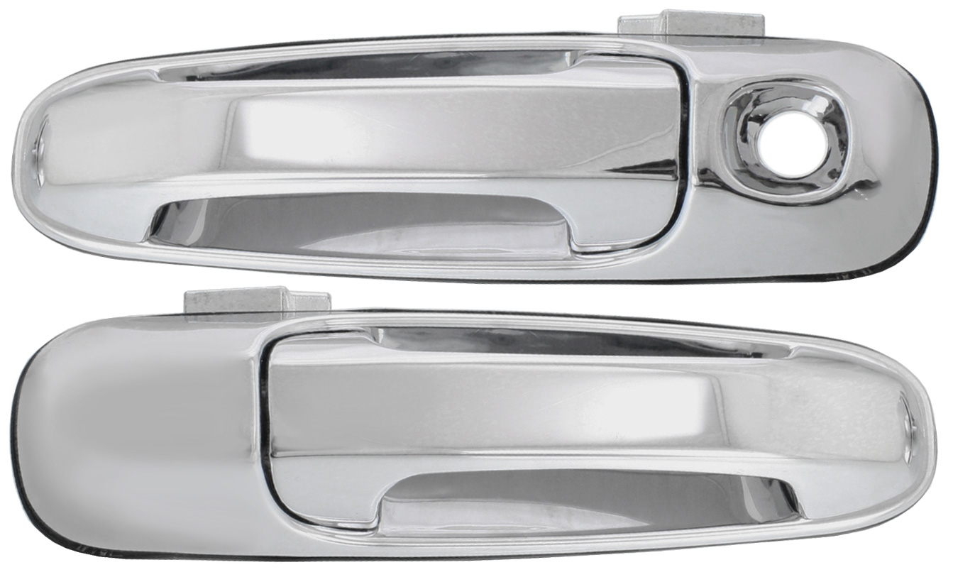 AM DODGE FULL SIZE P U 02-09 FRONT EXTERIOR DOOR HANDLE SET All Chrome 2 Dr 2 pc Set RH w o Keyhole SKU ARBD462140C OEM 55275949AB PFM 55275948AB PFM