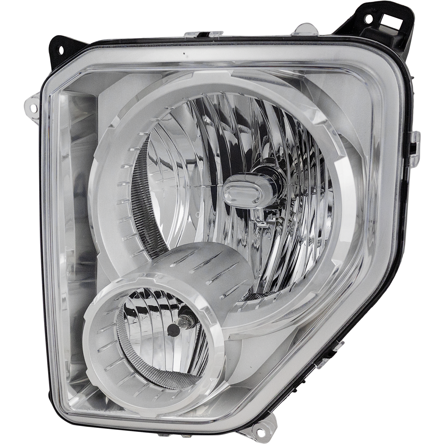 AM LIBERTY 08-12 HEAD LAMP LH Assembly Halogen Chrome Interior w Fog Light CAPA SKU ARBJ100102Q Partslink CH2502196C OEM 55157339AE