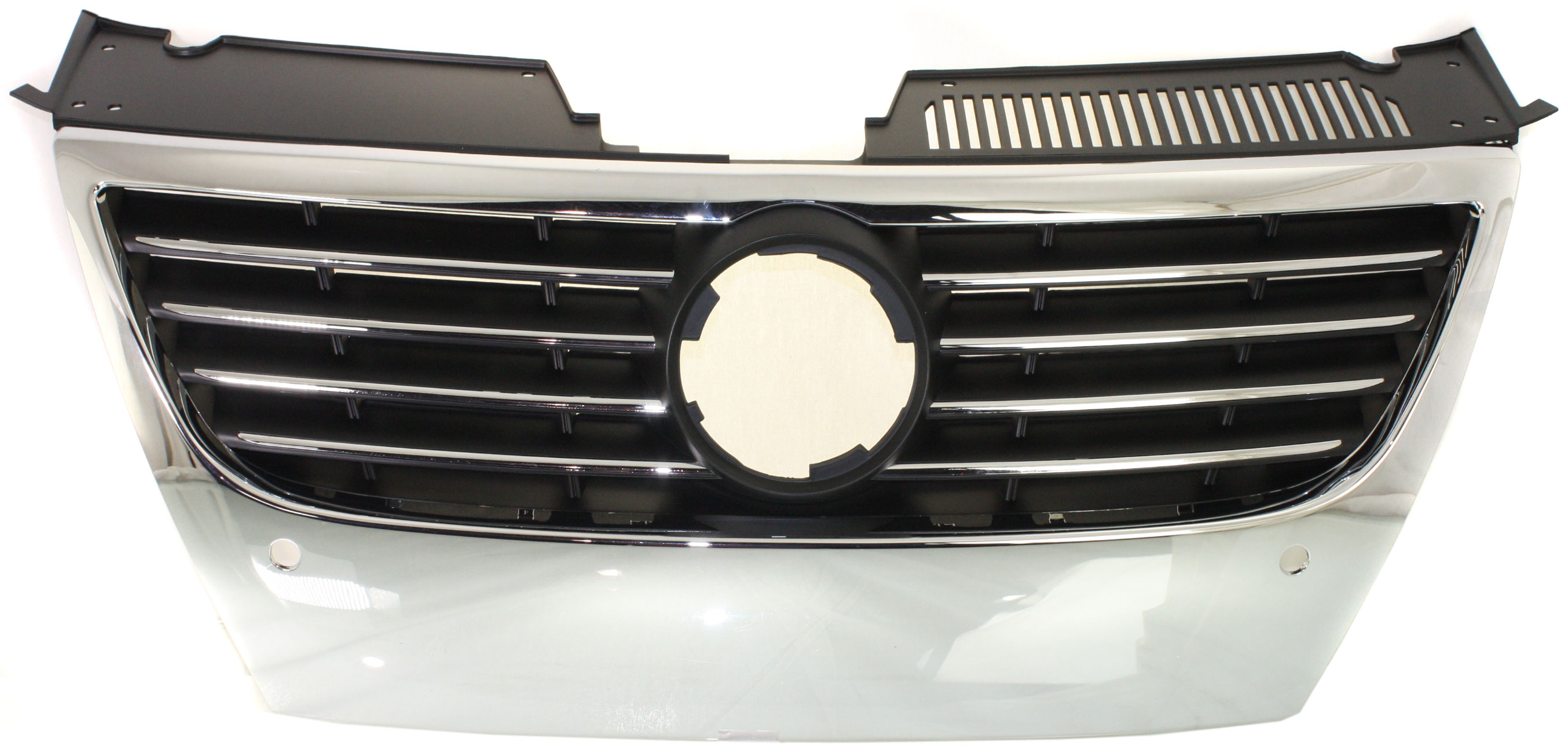 AM PASSAT 06-10 GRILLE Chrome Shell Black Insert w o PAS Holes w PDC Holes and Chr Insert Mldg SKU ARBV070101 Partslink VW1210101 OEM 3C0853651GPWF
