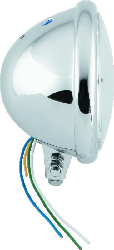 AM Bikers Choice 5-3-4 Chrome Bottom Mount Headlight Clear Lens H4-60-55W Universal SKU BKC666808