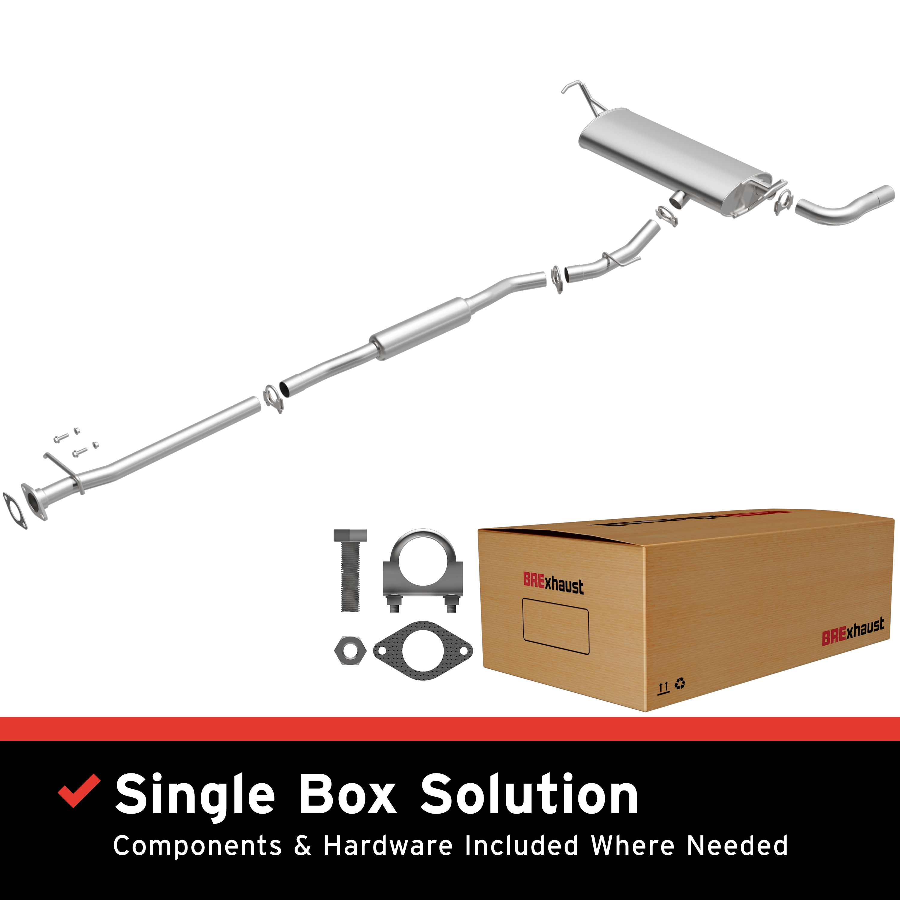 AM Exhaust Kit 08-10 Nissan Rogue 2.5L SKU BO1060225 OEM 20100JM31A 20100JM41A