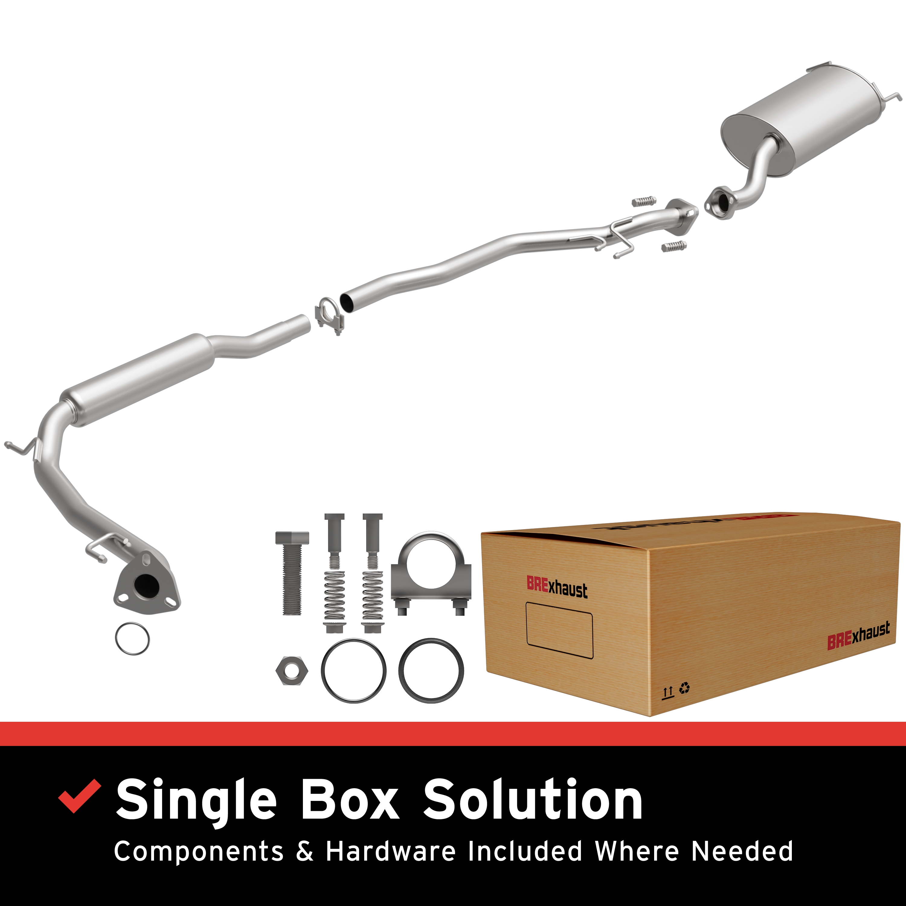 AM Exhaust Kit 07-08 Honda Fit 1.5L SKU BO1060228 OEM 18030SAA902-18220SAA922