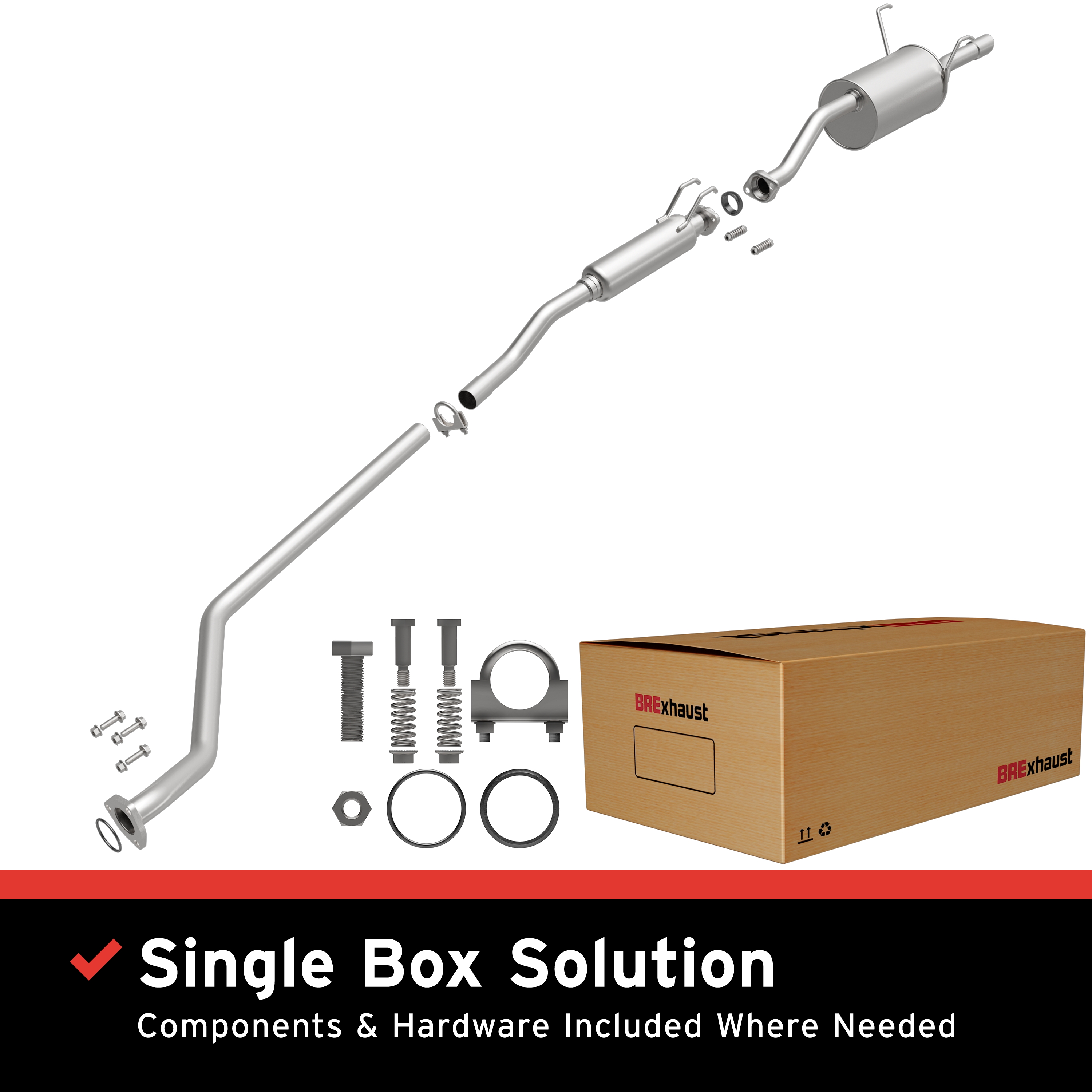 AM Exhaust Kit 01-05 Honda Civic 1.7L SKU BO1060312 OEM 18030S5AJ00-18030S5DA00-18220S