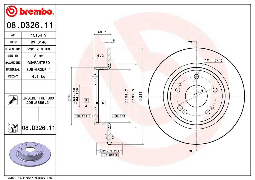 AM Brake Disc SKU BR08D32611 OEM 42510T2FA00-42510T7WA01-42510T