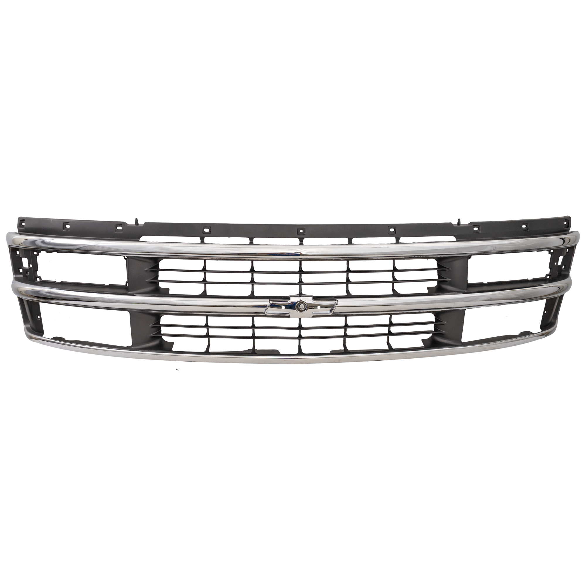 AM EXPRESS VAN 96-02 GRILLE Chrome Shell Painted Gray Insert w Composite Headlight Base LS Models SKU C070105 Partslink GM1200382 OEM 15037242