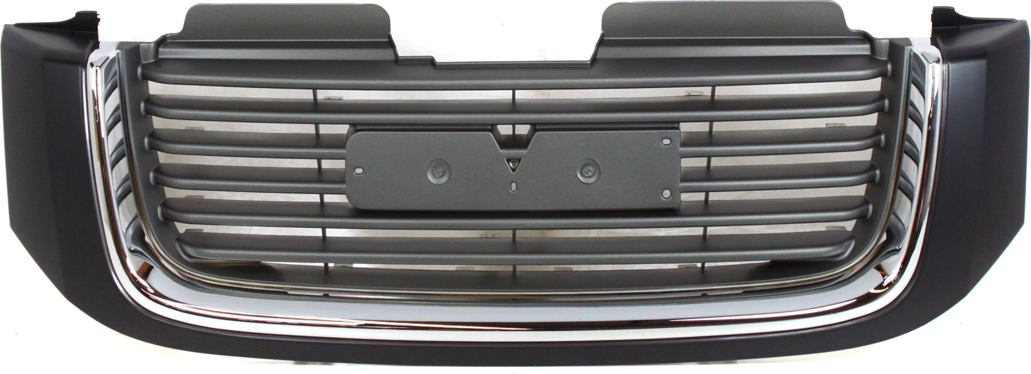 AM ENVOY 02-09 GRILLE Painted Black Shell Painted Gray Insert Horizontal Bar Insert w Chrome Insert Opening w o Washer Hole SKU C070106 Partslink GM1200465 OEM 10358134