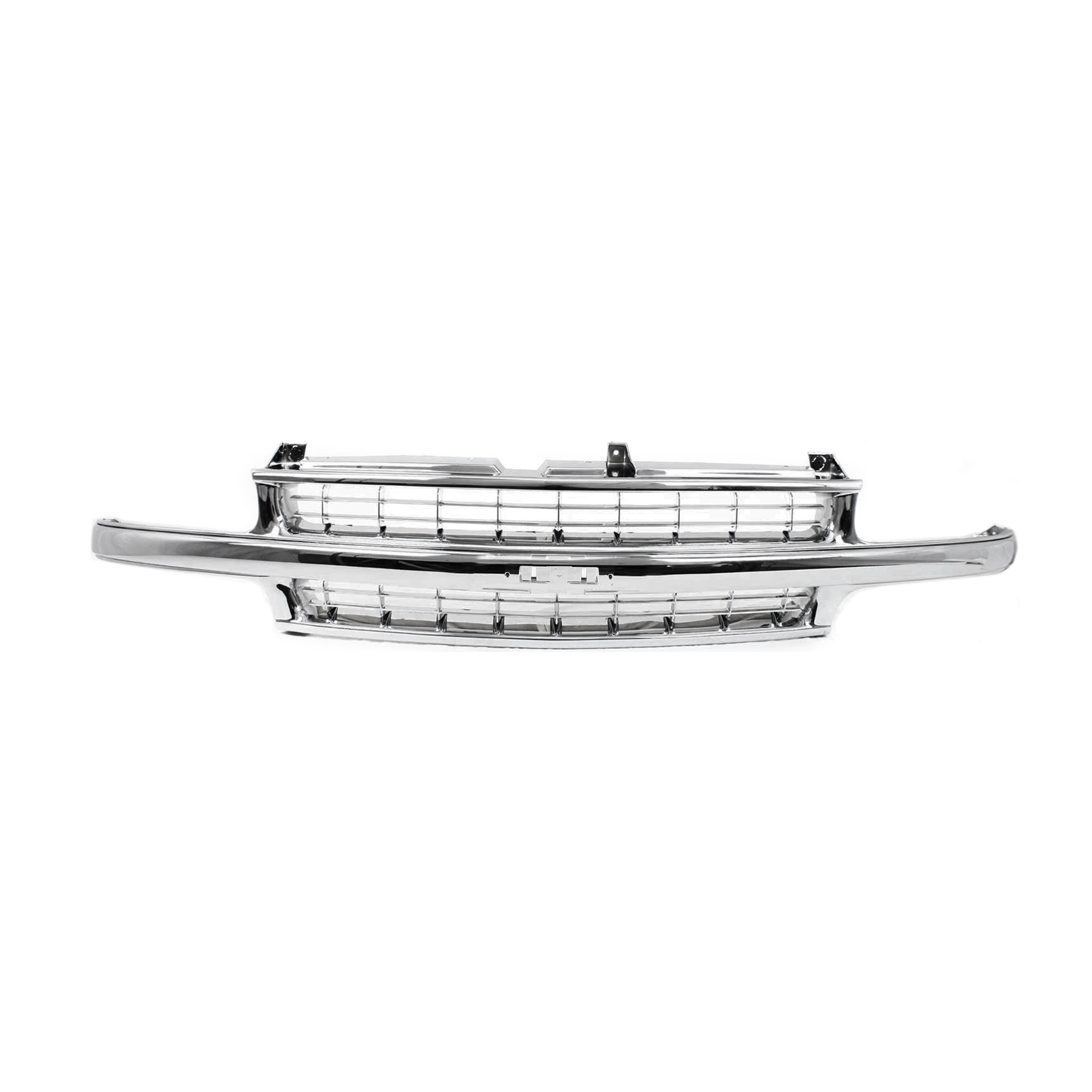 AM SILVERADO 99-02 GRILLE Cross Bar Insert Plastic All Chrome Shell and Insert w Chrome Center Bar SKU C070108C OEM 88968934 PFM