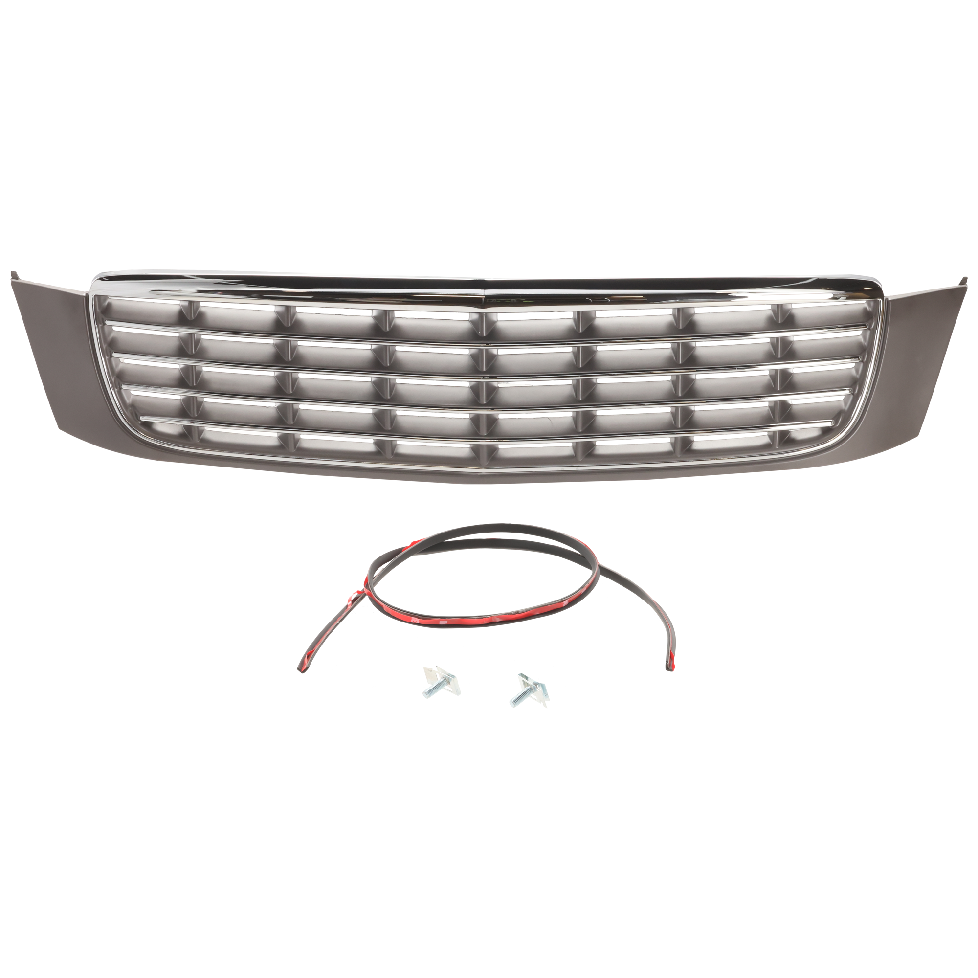 AM DEVILLE 00-05 GRILLE Plastic Chrome Shell Painted Gray Insert Base Model w o RPO TL4 SKU C070133 Partslink GM1200502 OEM 89025060