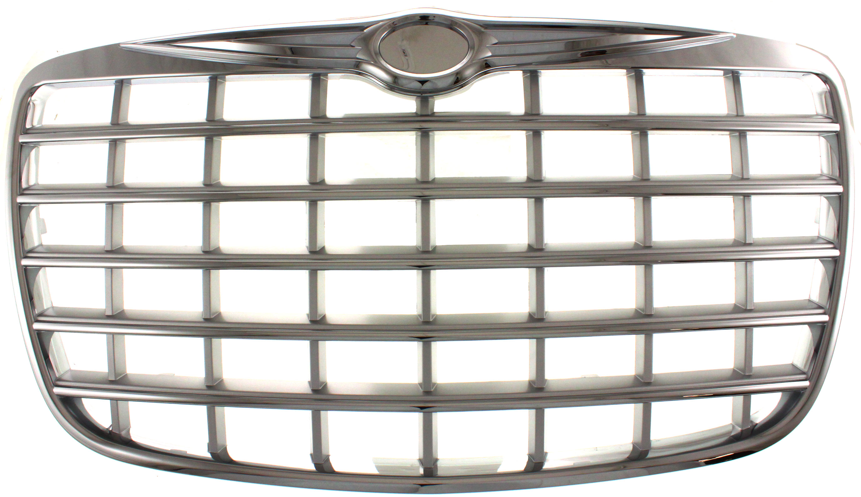 AM CHRYSLER 300-05-10 GRILLE Cross Bar Insert Chrome Shell Painted Silver Insert 05-07-5.7L 6.1L Eng SKU C070149 Partslink CH1200276 OEM 4805928AC