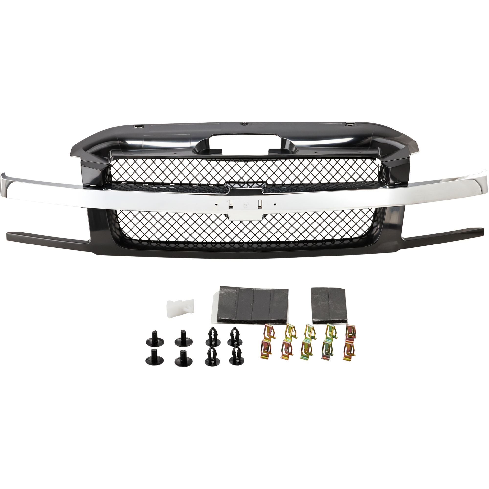 AM AVALANCHE 02-06 GRILLE Mesh Insert Painted Black Shell and Insert w Chr Cntr Bar w Body Cladding SKU C070191 Partslink GM1200543 OEM 19168631