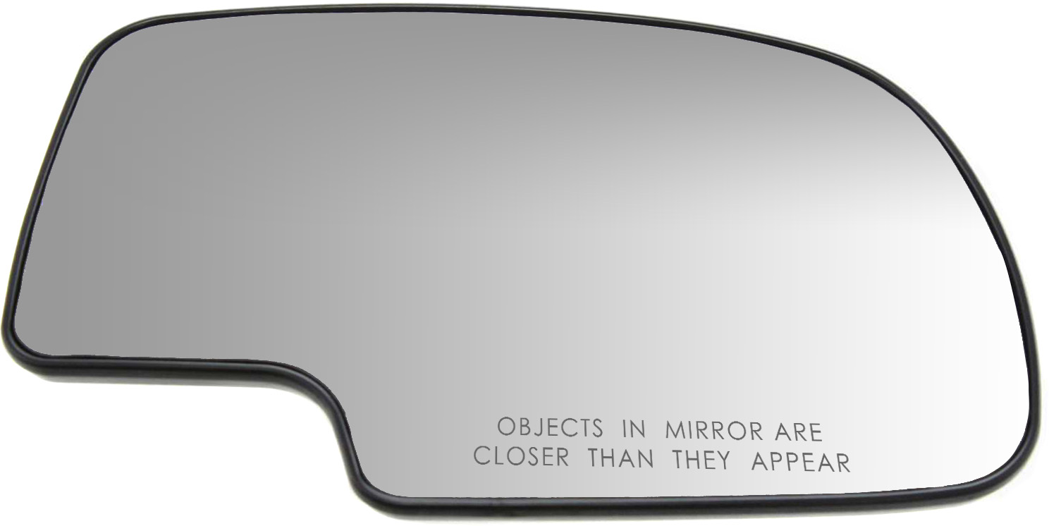 AM SILVERADO SIERRA 99-02 MIRROR GLASS RH Non Towing Non Heated w Backing Plate No Signal Light and Blind Spot Detection SKU C471175 Partslink GM1325105 OEM 12477844