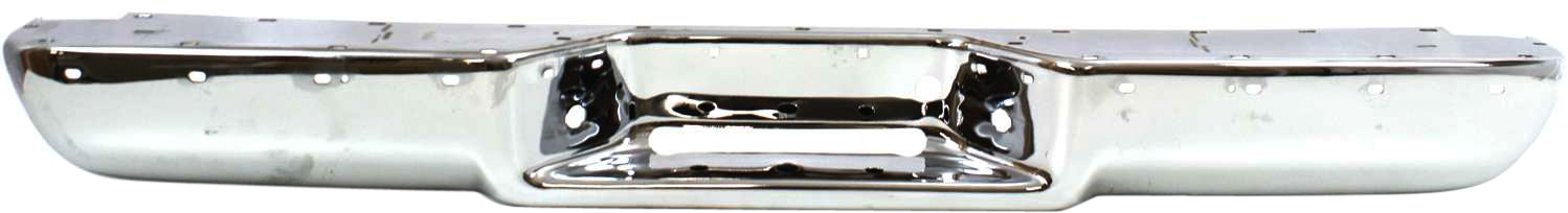 AM C K SERIES P U 88-00 STEP BUMPER FACE BAR ONLY w o Pad w Pad Provision w o Mounting Bracket Chrome w Impact Strip Holes SKU C760702 Partslink GM1102539 OEM 15025375