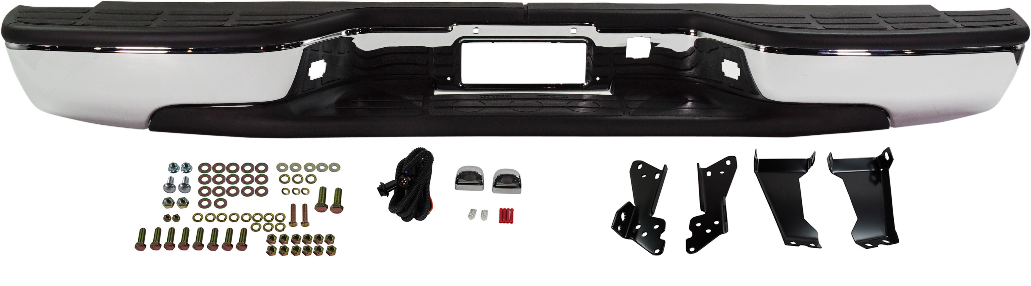 AM SILVERADO 1500-99-06 STEP BUMPER FACE BAR AND PAD w Pad Provision w Mounting Bracket Chrome Fleetside Includes 2007 Classic SKU C760706 Partslink GM1103122 OEM 12496085