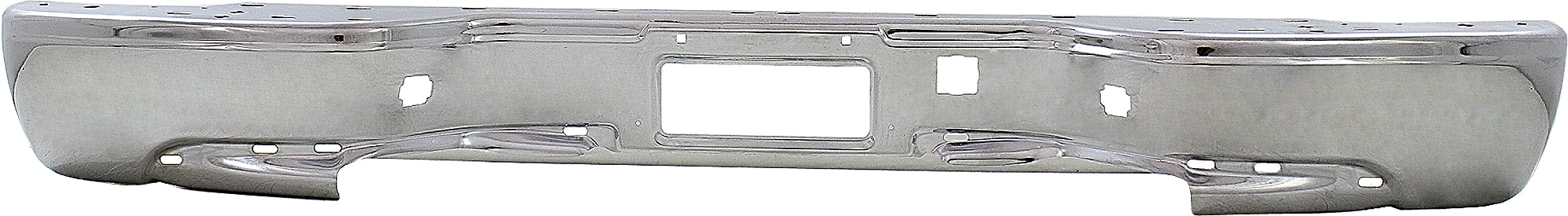 AM SILVERADO SIERRA STEPSIDE 99-04 TAHOE 00-06 STEP BUMPER FACE BAR ONLY w o Pad w Pad Provision w o Mounting Bracket Chrome SKU C760708 Partslink GM1102413 OEM 19121286