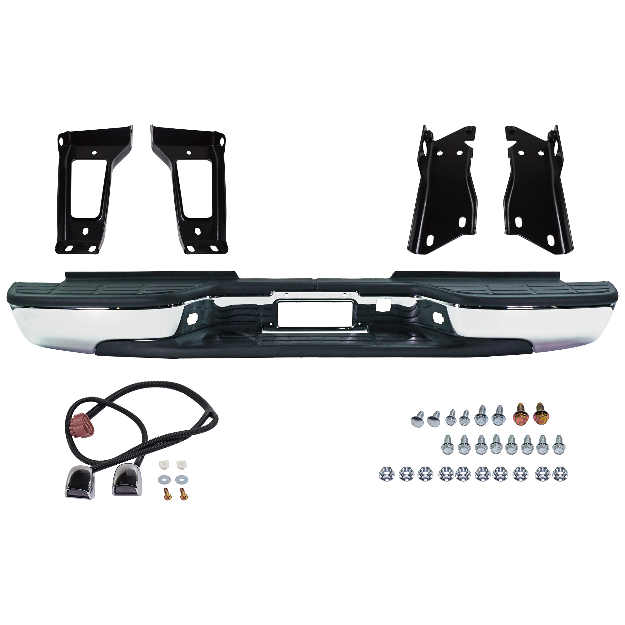 AM SILVERADO SIERRA 2500 HD 3500-01-06 STEP BUMPER FACE BAR AND PAD w Pad Provision w o Mounting Bracket High Strength Steel Assy Chrome Fleetside Includes 2007 Classic SKU C760709 HSS OEM 12473000 PFM