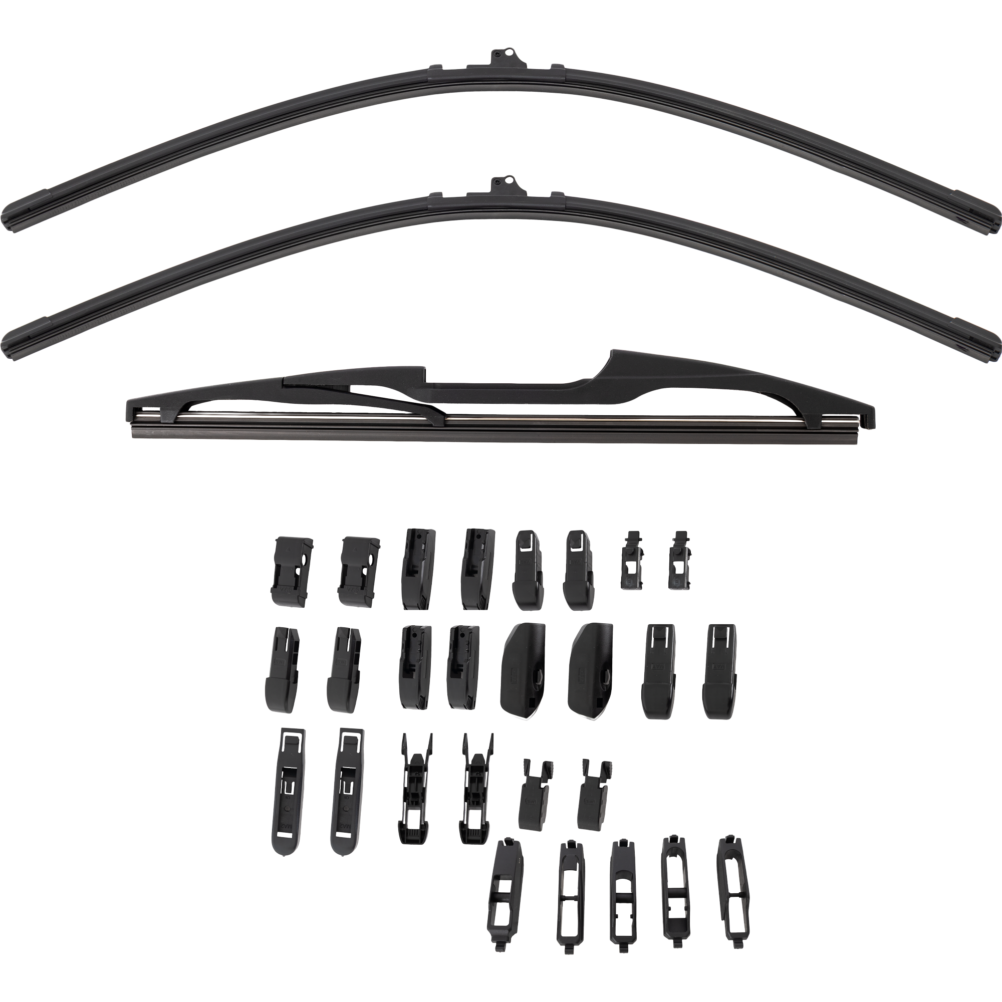 AM WRANGLER 18-25 FRONT BEAM AND REAR WIPER BLADE SET 16in. Driver Side 16in. Passenger Side and 12in. Rear Molded Plastic Blade Set of 3 SKU CBS1616RP12-3