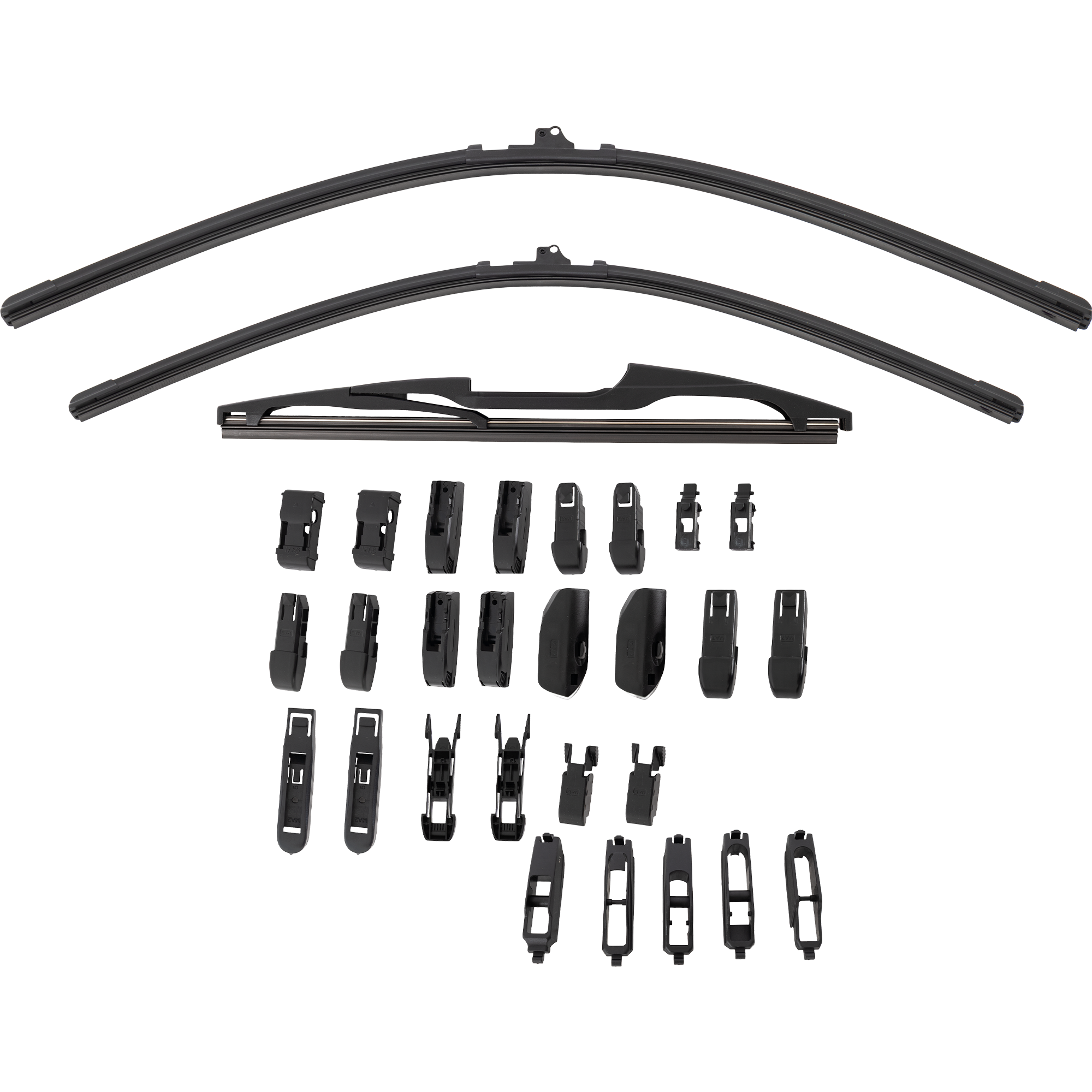 AM FREELANDER 02-05 PILOT 09-15 FRONT BEAM AND REAR WIPER BLADE SET 22in. Driver Side 21in. Passenger Side and 14in. Rear Molded Plastic Blade Set of 3 SKU CBS2221RP14-3