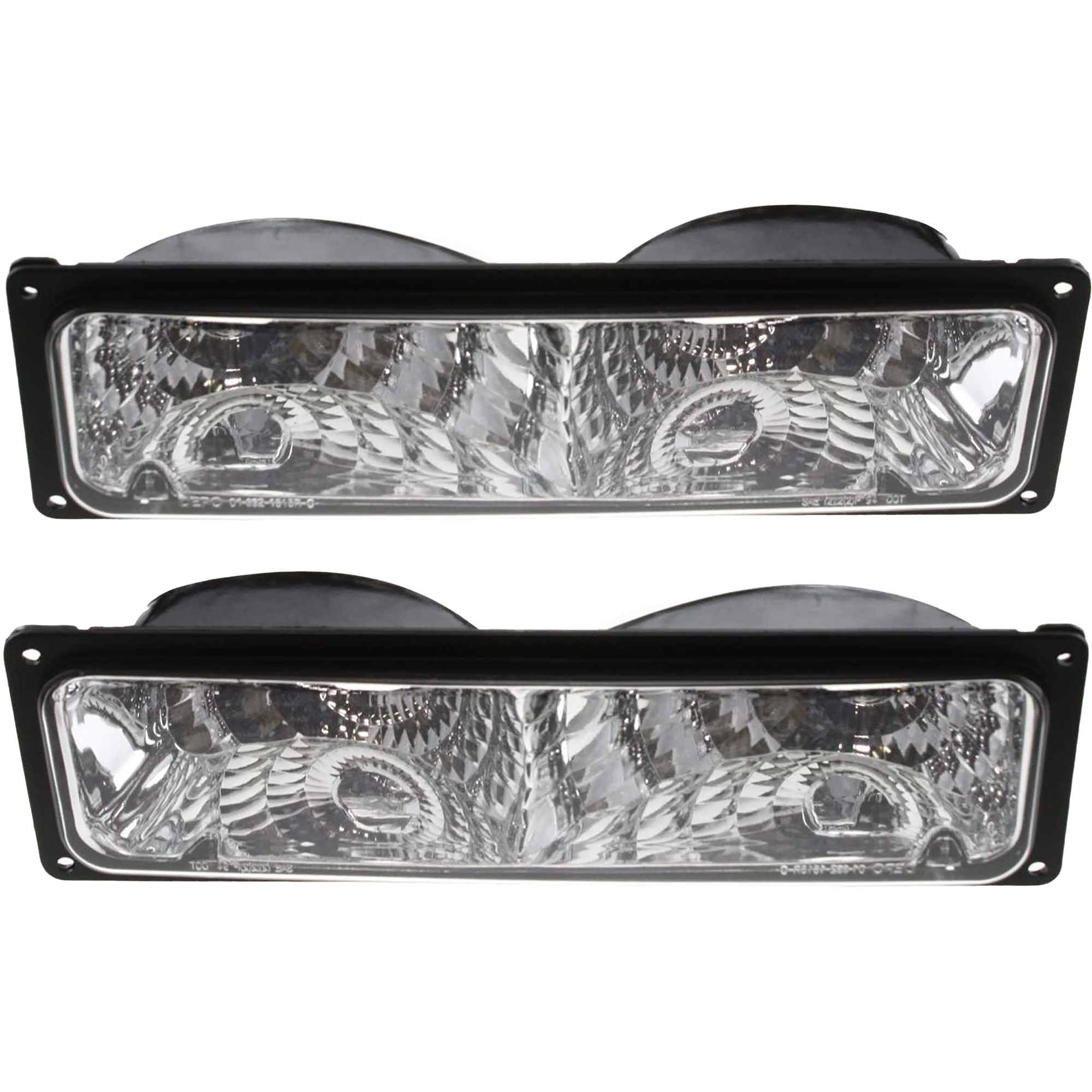 AM C K FULL SIZE P U 94-02 CRYSTAL CLEAR TURN SIGNAL LAMP RH and LH Lens and Housing Diamond Design Black SKU CF9401CSPL Partslink GM2811104 OEM Performance