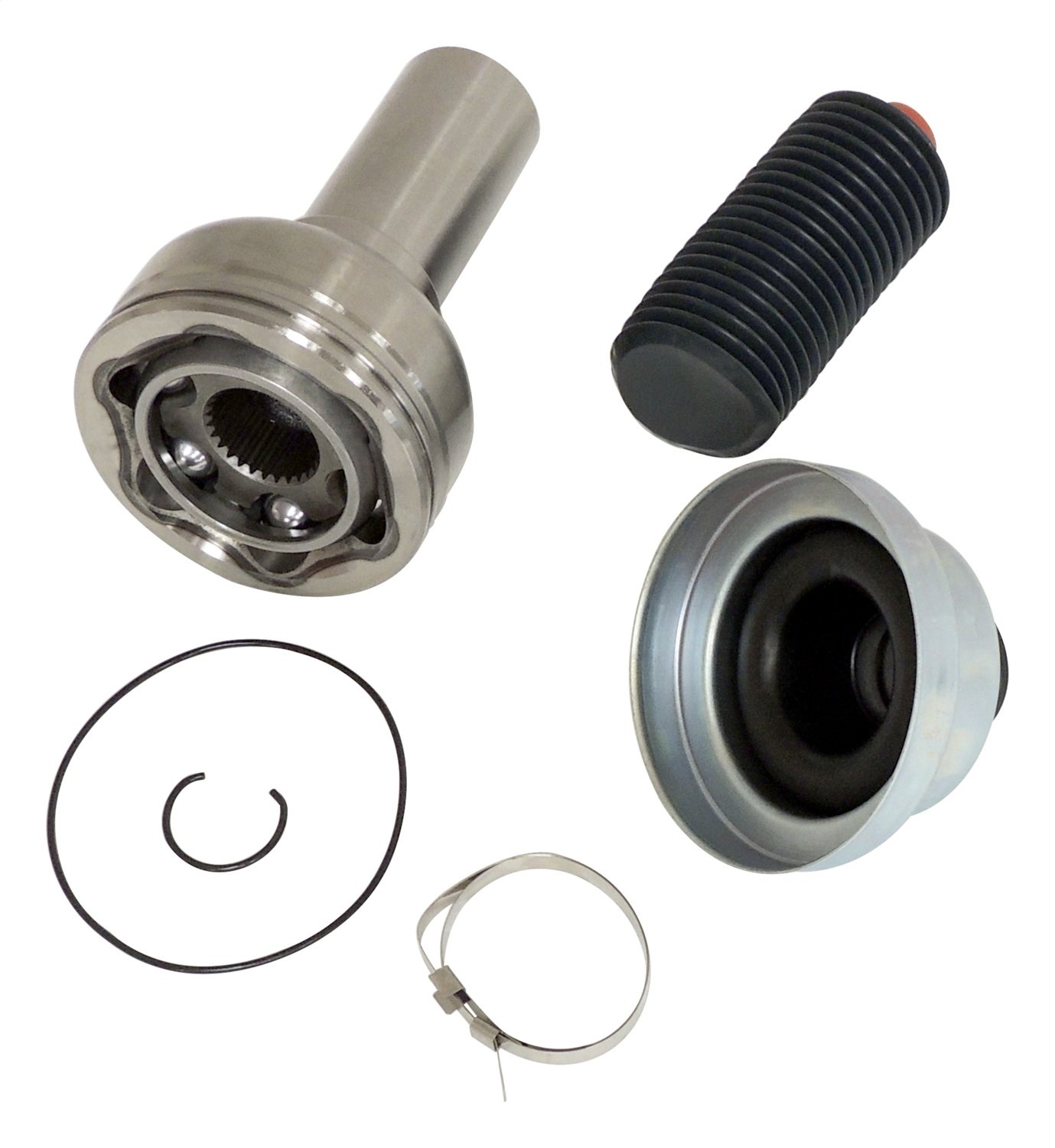 AM Direct Fit Black Unpainted Steel Rubber Grease Front Front Drive Shaft CV Joint Repair Kit Transfer Case End Kit Use Existing Hardware SKU CR521230FRK