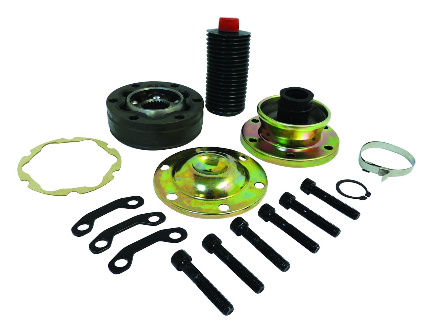 AM Zinc Plastic Metal Kit Included Front Front Drive Shaft CV Joint Repair Kit Transfer Case End Includes Boot Inner Outer Caps CV Joint Clamps Snap Ring Bolts and Grease SKU CR528534RRK OEM 932-303