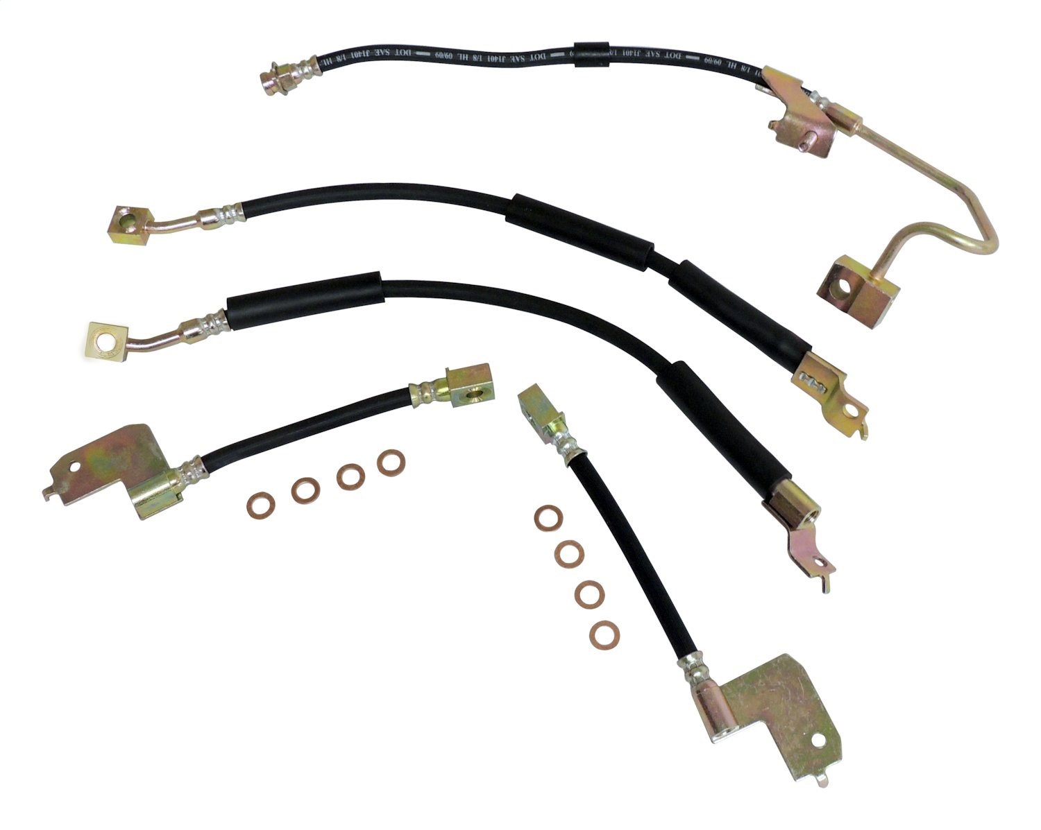 AM Black Silver Copper Steel Rubber Copper Front Rear Left Right Use Existing Hardware w Rear Disc Brakes Includes Left and Right Front and Rear Hoses Rear Hose to Axle and 8 Brake Hose Washers K SKU CRBHK7