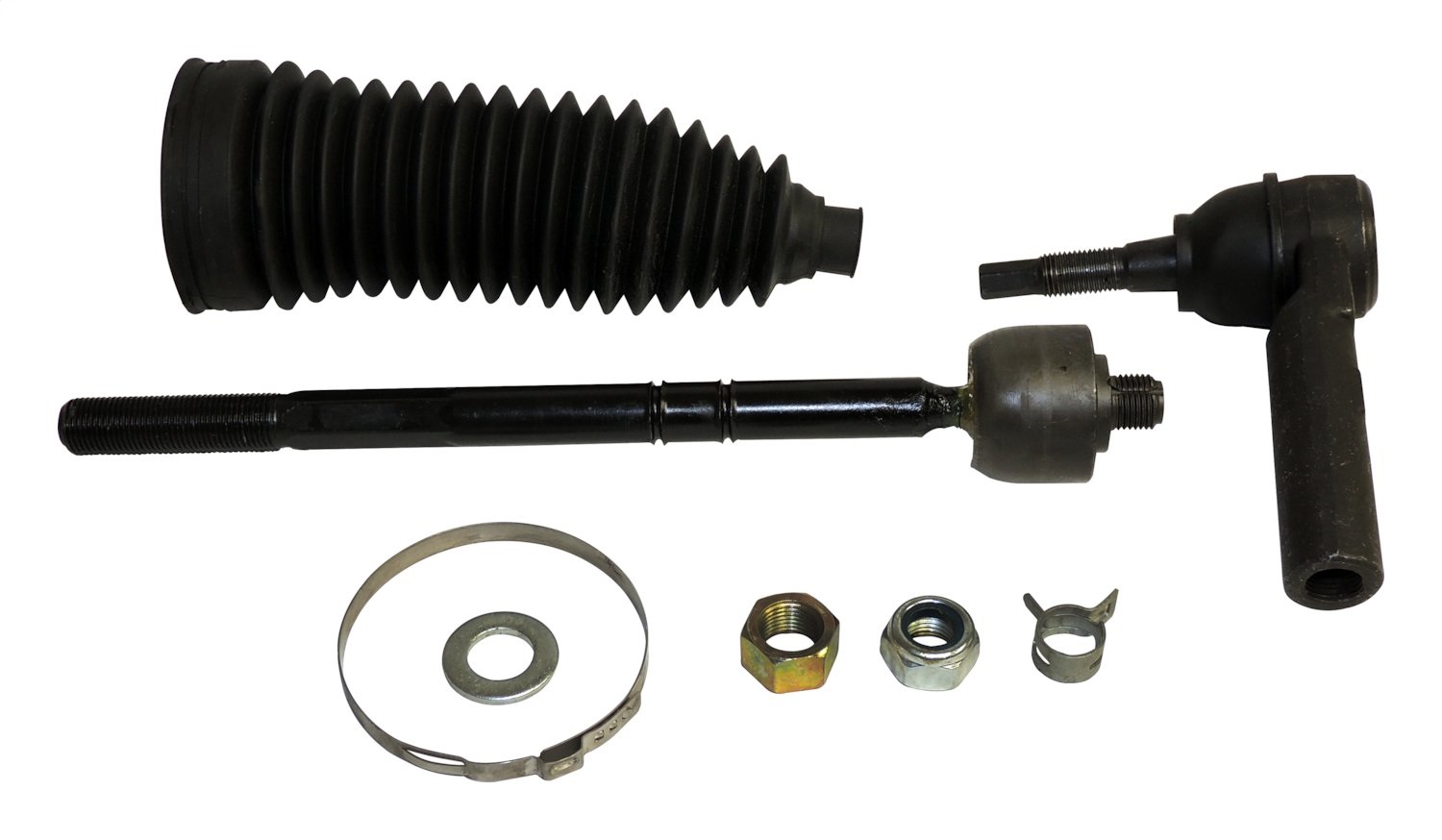 AM Left Tie Rod End Kit Includes 1 Inner and 1 Outer Tie Rod End Jam Nut Bellows Boot Clamps and Tie Rod End Nut SKU CRTRK1