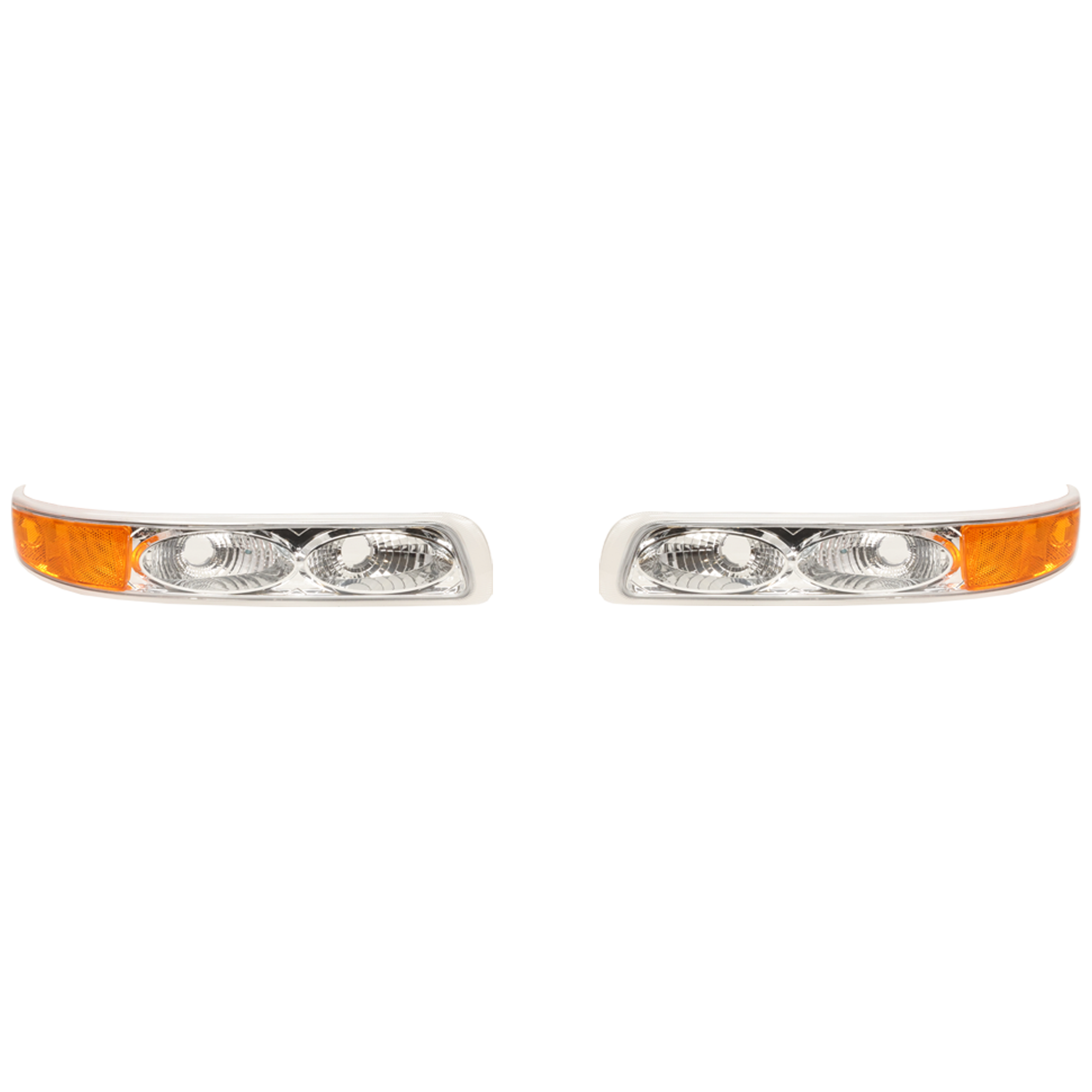 AM SILVERADO 99-02 TAHOE 00-06 PARK LAMP RH AND LH Chrome Twin Eyes Type 1 SKU CV0006PL3 Partslink GM2522126 OEM Performance