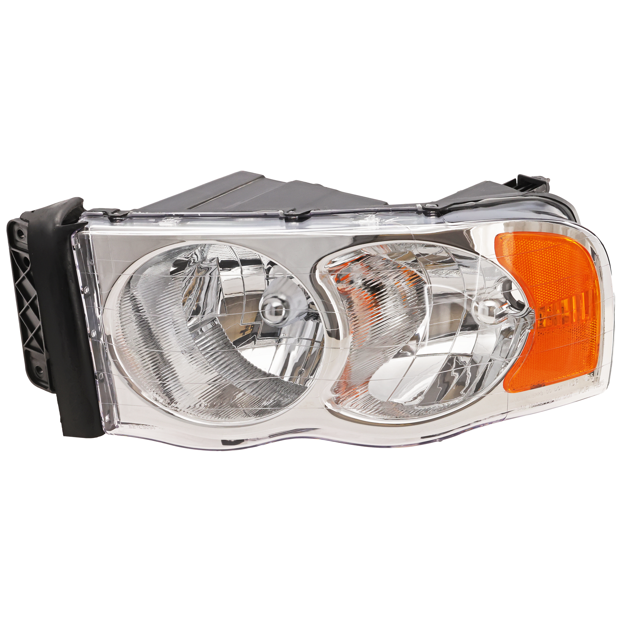 AM DODGE FULL SIZE P U 02-05 HEAD LAMP LH Assembly Halogen w o Bulb and Wiring Harness for Side Marker Lamp New Body Style SKU D100106 Partslink CH2502135 CH2502161 OEM 55077121AF 55077121AG