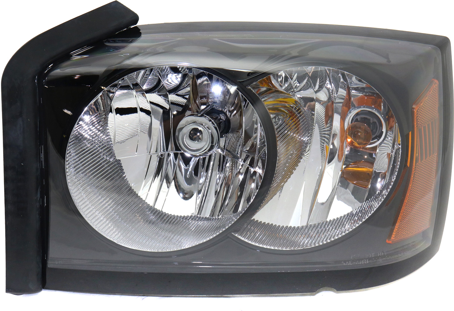AM DAKOTA 06-07 HEAD LAMP LH Assembly Halogen Black Interior w o Corner Light Bulb Shield SKU D100140 Partslink CH2518116 OEM 55078107AB