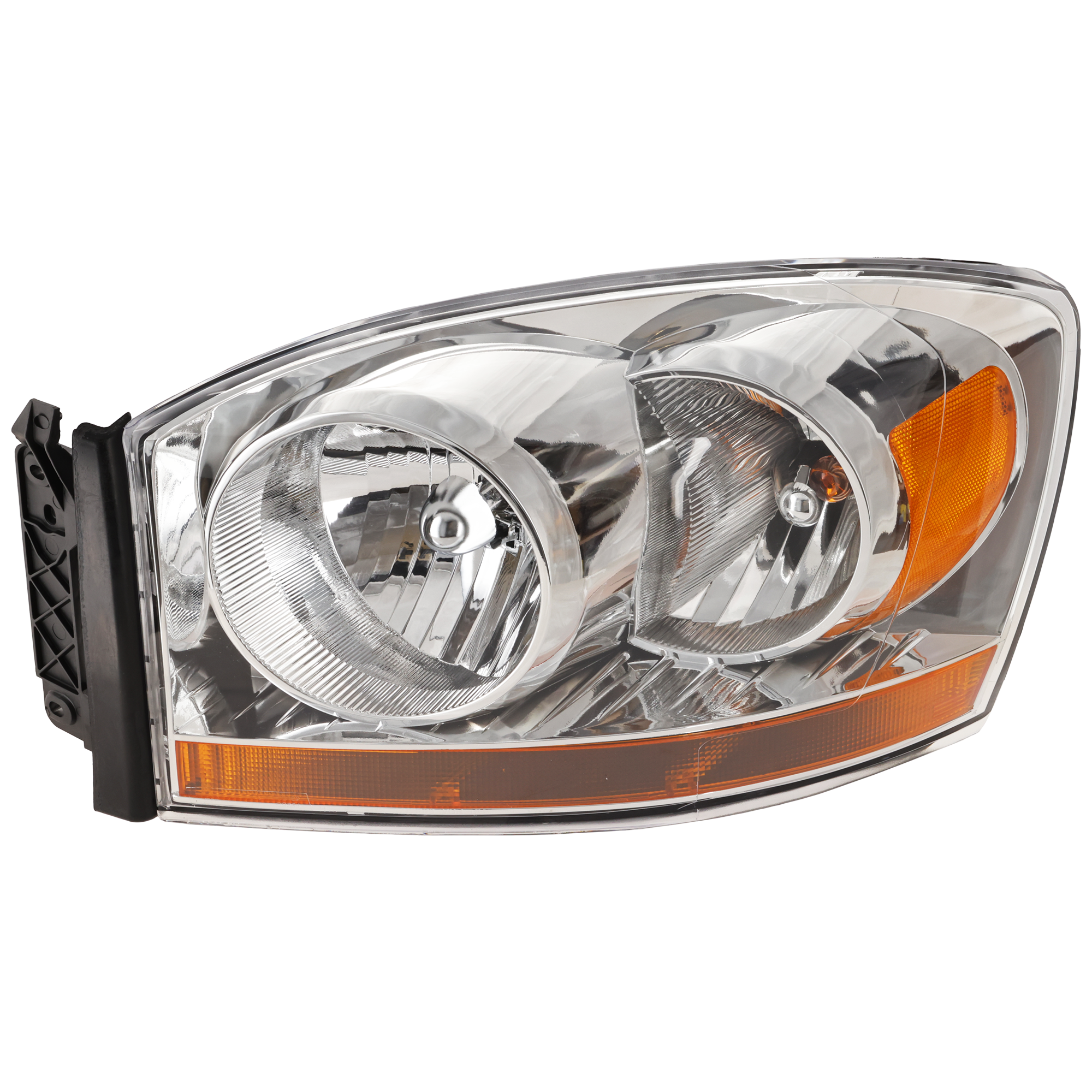 AM DODGE FULL SIZE PICKUP 06-09 HEAD LAMP LH Assembly Halogen Chrome Interior SKU D100146 Partslink CH2518114 OEM 55077795AD PFM