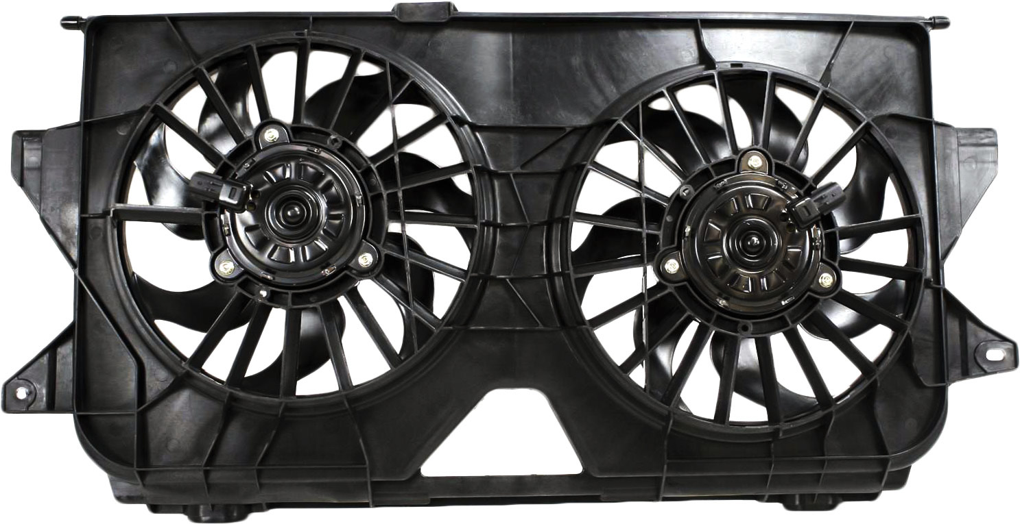 AM CARAVAN GRAND CARAVAN TOWN AND COUNTRY 05-07 RADIATOR FAN ASSEMBLY Dual Fan From 1-31-05 SKU D160927 Partslink CH3115145 OEM 4677695AB