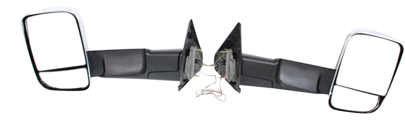 AM RAM 1500 P U 1500-02-08 RAM 2500-3500 P U 03-09 TOWING MIRROR RH AND LH Manual Adjust Manual Folding Non Heated Chrome w Signal Light Dual Glass SKU DG102CRL S OEM 55077492AN PFM 55077493AN PFM