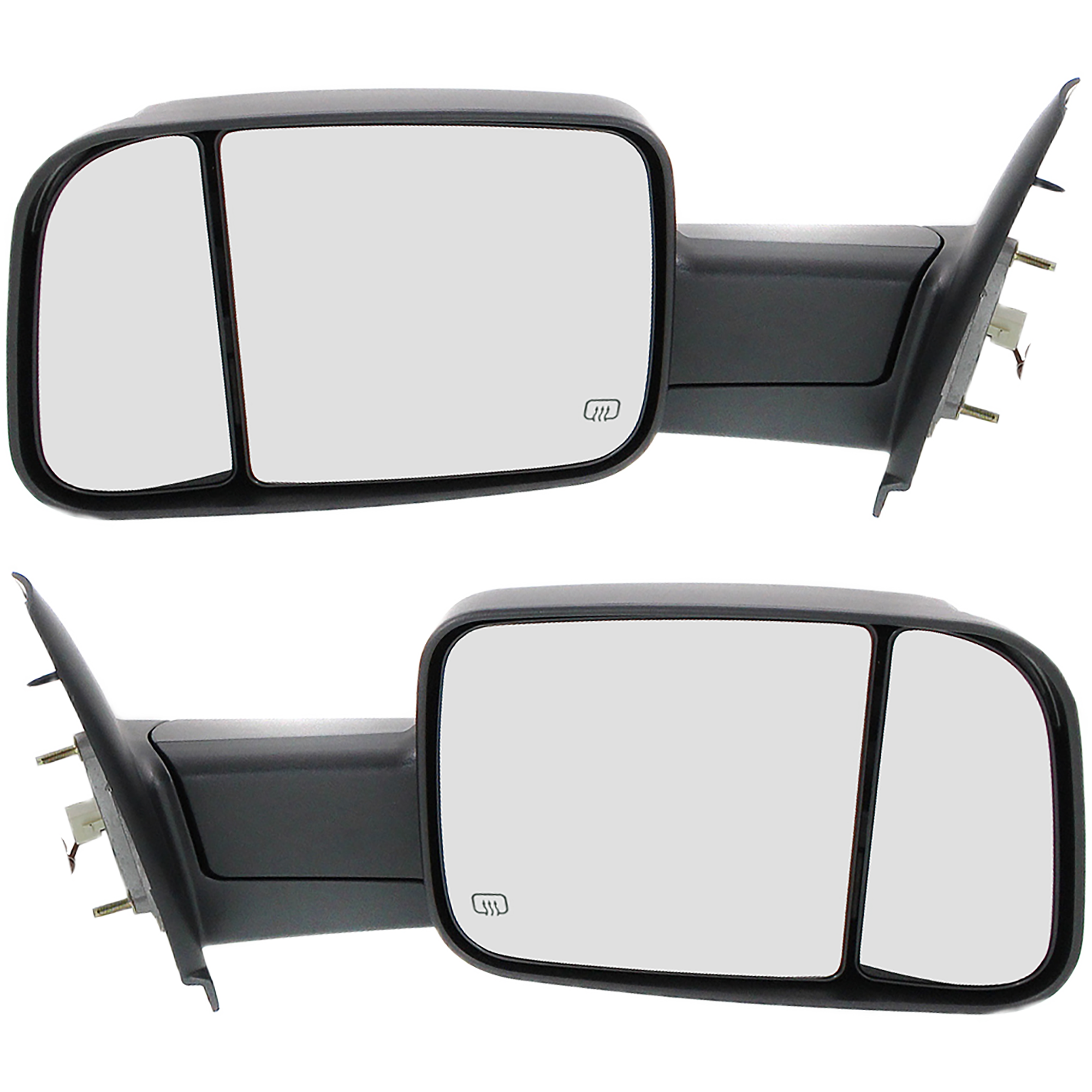 AM RAM 1500 P U 1500-02-08 RAM 2500-3500 P U 03-09 TOWING MIRROR RH AND LH Power Manual Folding Heated Paintable w Signal Light Dual Glass SKU DG105ERL S OEM 55077444AO PFM 55077445AO PFM
