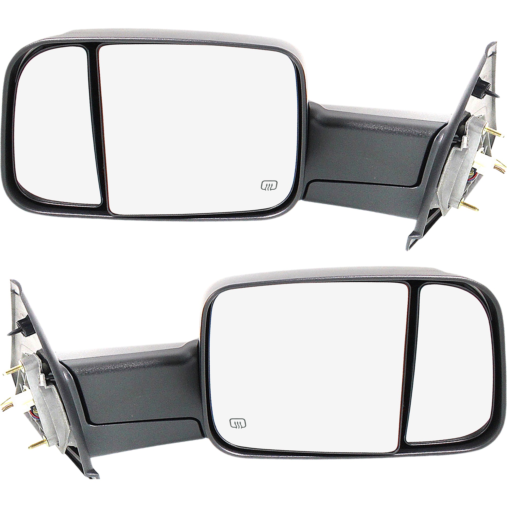 AM RAM 1500 P U 1500-02-08 RAM 2500-3500 P U 03-09 TOWING MIRROR RH AND LH Power Manual Folding Heated Paintable w Puddle and Signal Lights Dual Glass SKU DG107ERL S OEM 55077444AO PFM 55077445AO PFM