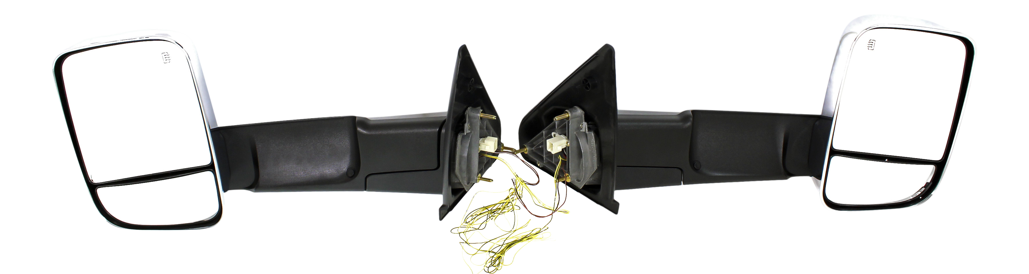 AM RAM 1500 P U 1500-02-08 RAM 2500-3500 P U 03-09 TOWING MIRROR RH AND LH Power Manual Folding Heated Chrome w Puddle and Signal Lights Dual Glass SKU DG108CRL S OEM 55077444AO PFM 55077445AO PFM