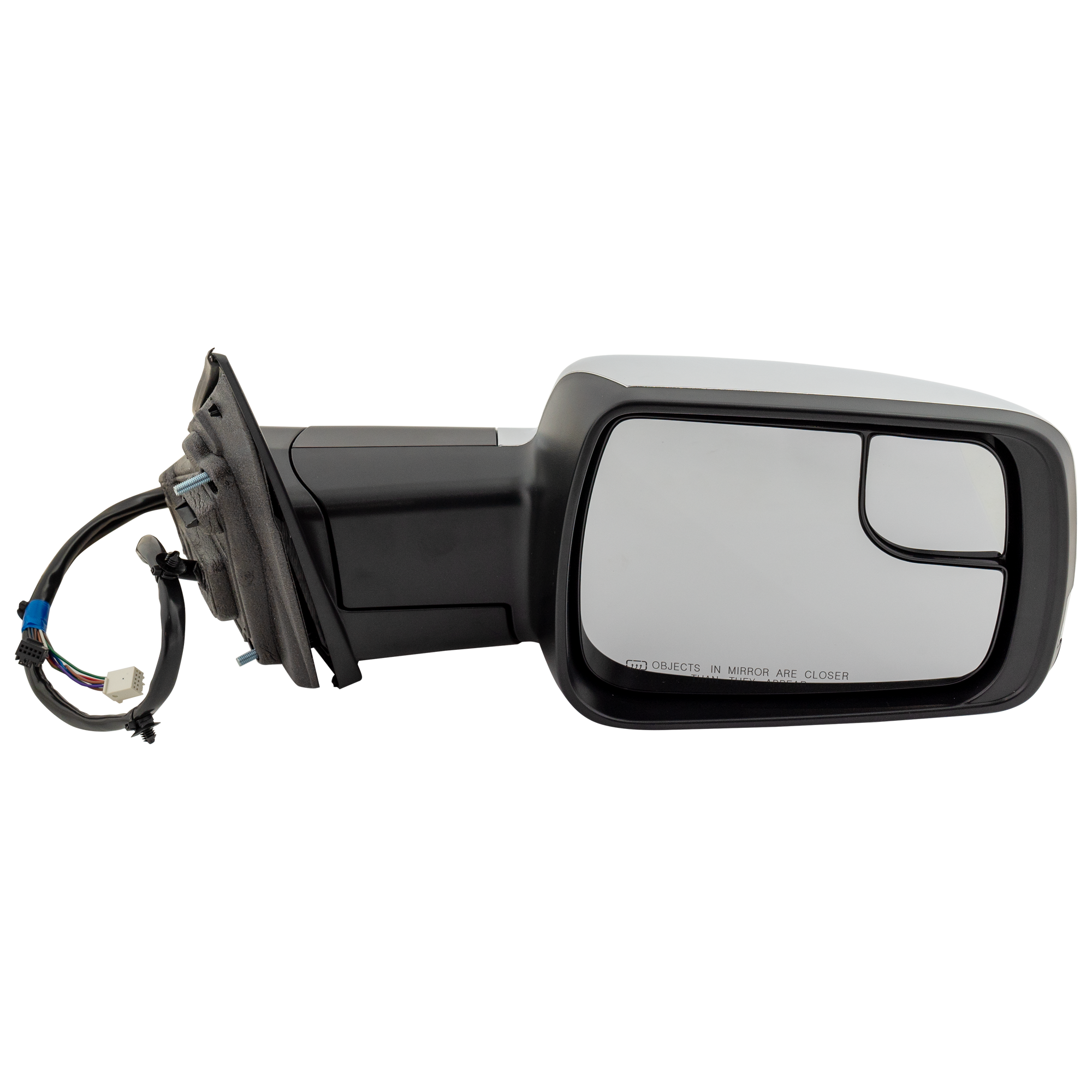AM RAM 1500 P U 19-22 MIRROR RH Power Power Folding Heated Chrome w Blind Spot Corner Glass Memory Puddle Light and Signal Light w o Surround View Camera Non Towing SKU DG162CR S Partslink CH1321474 OEM 68276504AH PFM