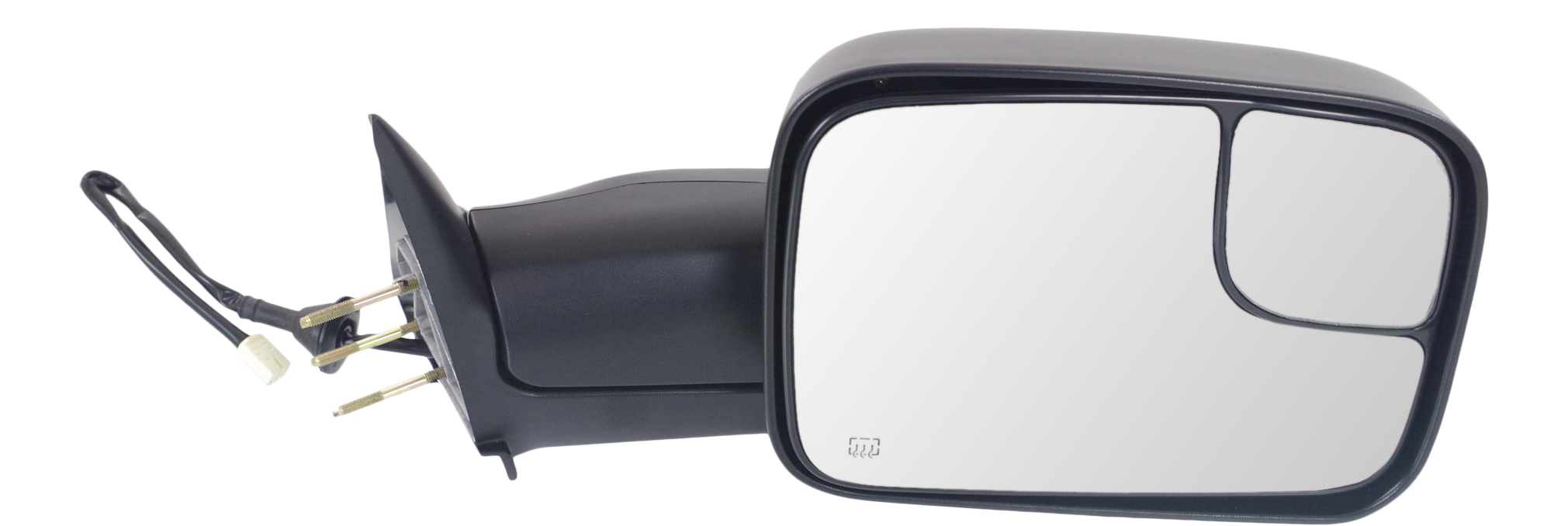 AM RAM 1500 P U 98-01 RAM 2500-3500 P U 98-02 TOWING MIRROR RH Power Manual Folding Heated Textured w Bracket SKU DG49ER Partslink CH1321307 OEM 55076488AE PFM